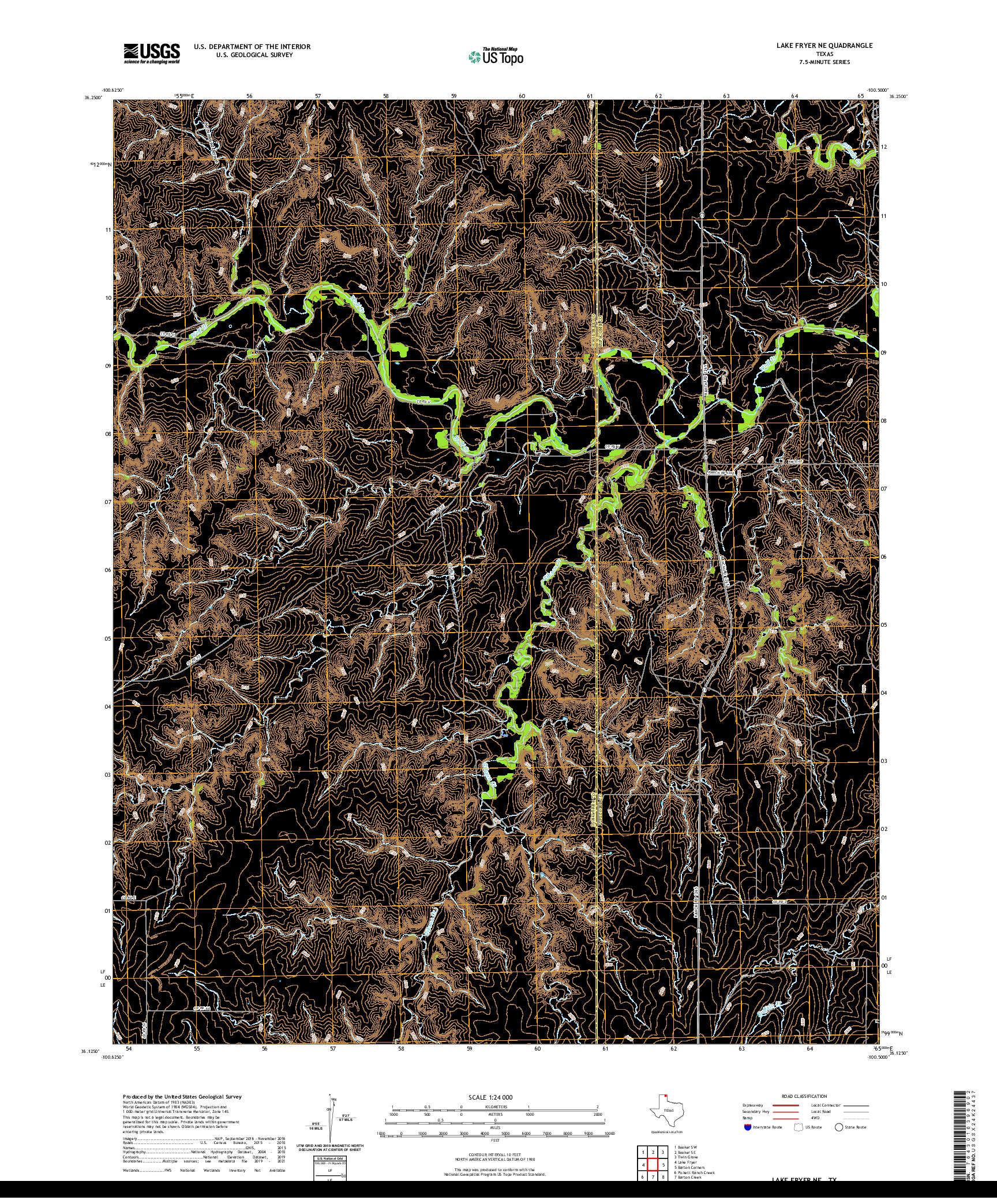 US TOPO 7.5-MINUTE MAP FOR LAKE FRYER NE, TX