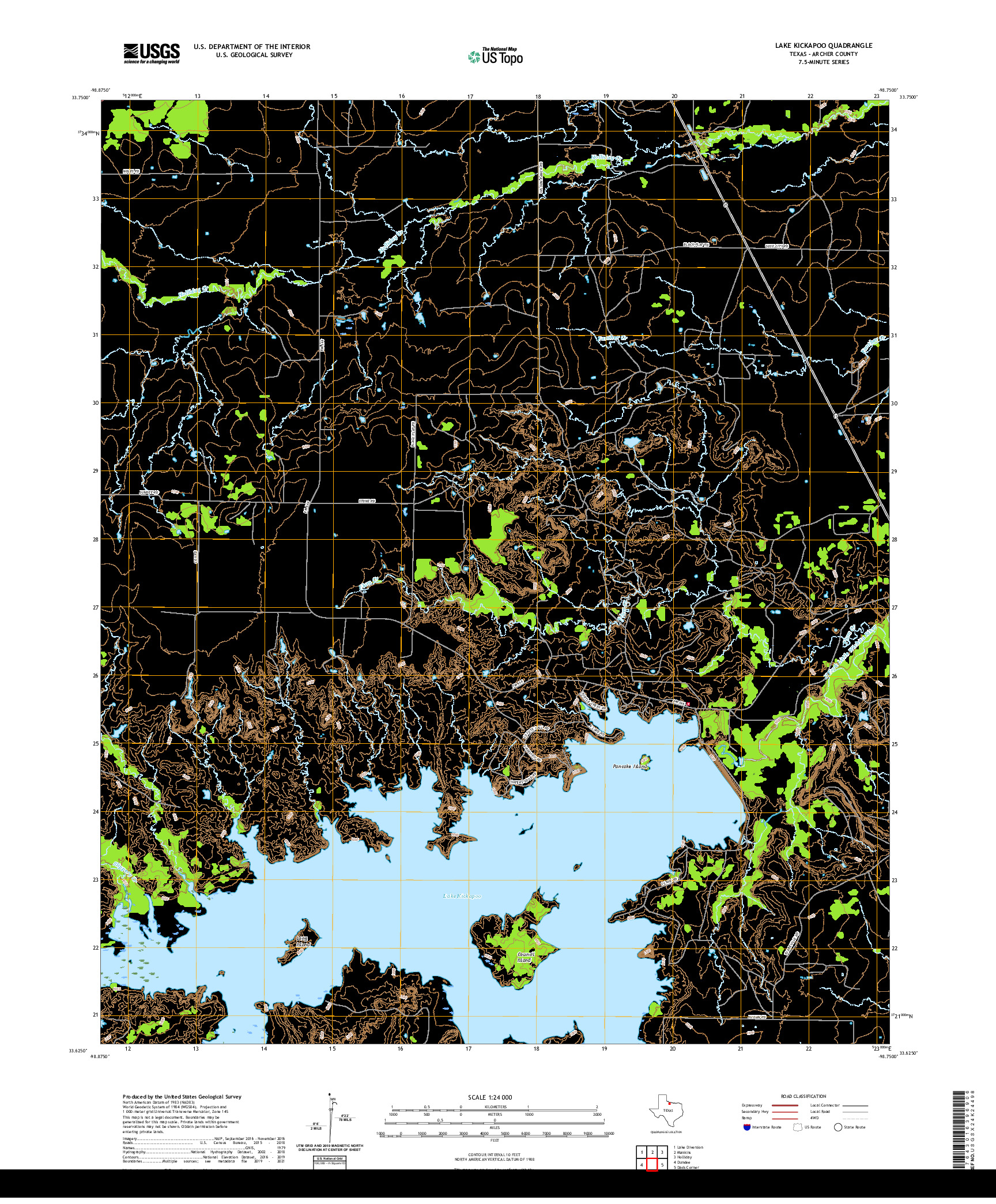 US TOPO 7.5-MINUTE MAP FOR LAKE KICKAPOO, TX