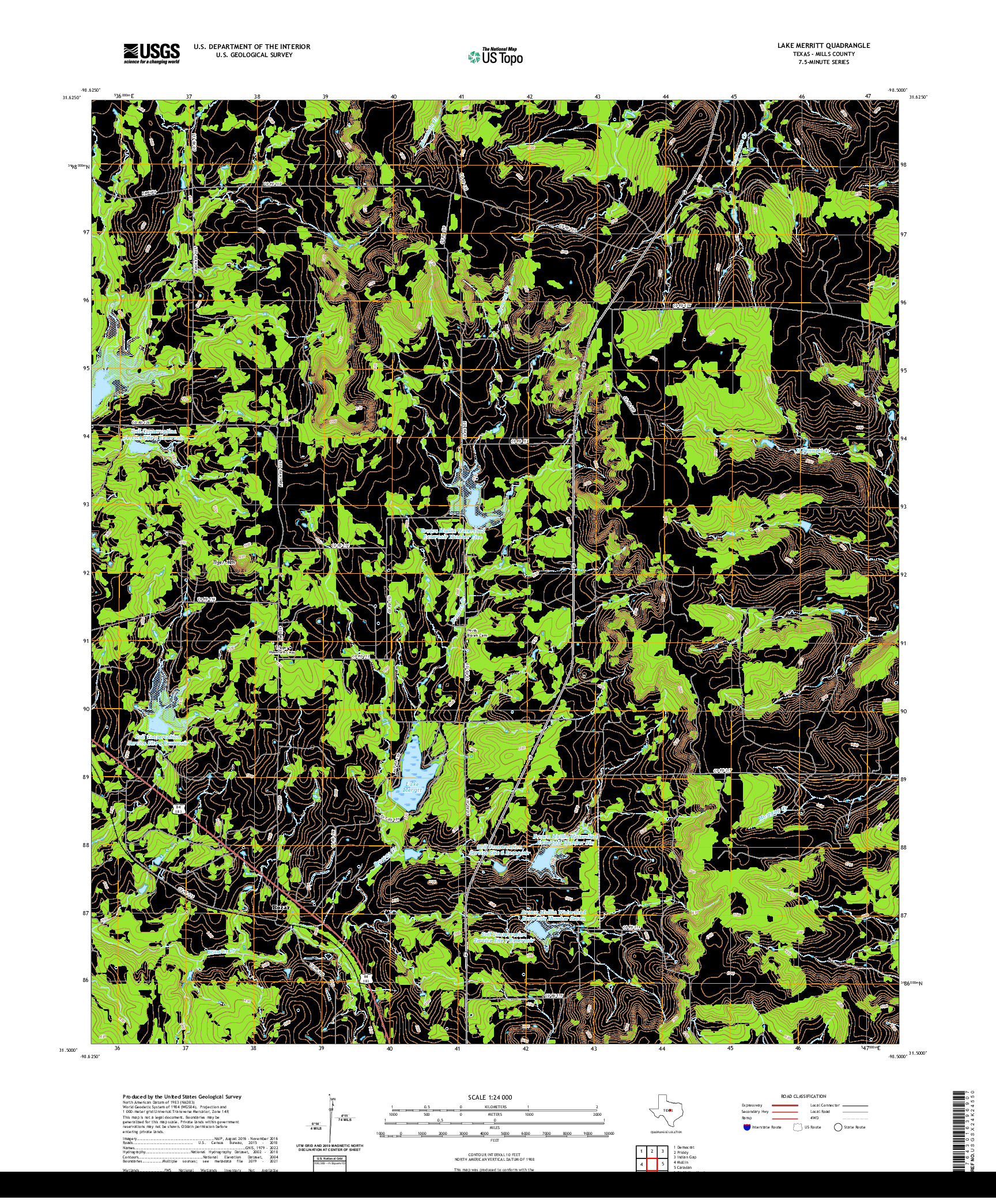 US TOPO 7.5-MINUTE MAP FOR LAKE MERRITT, TX