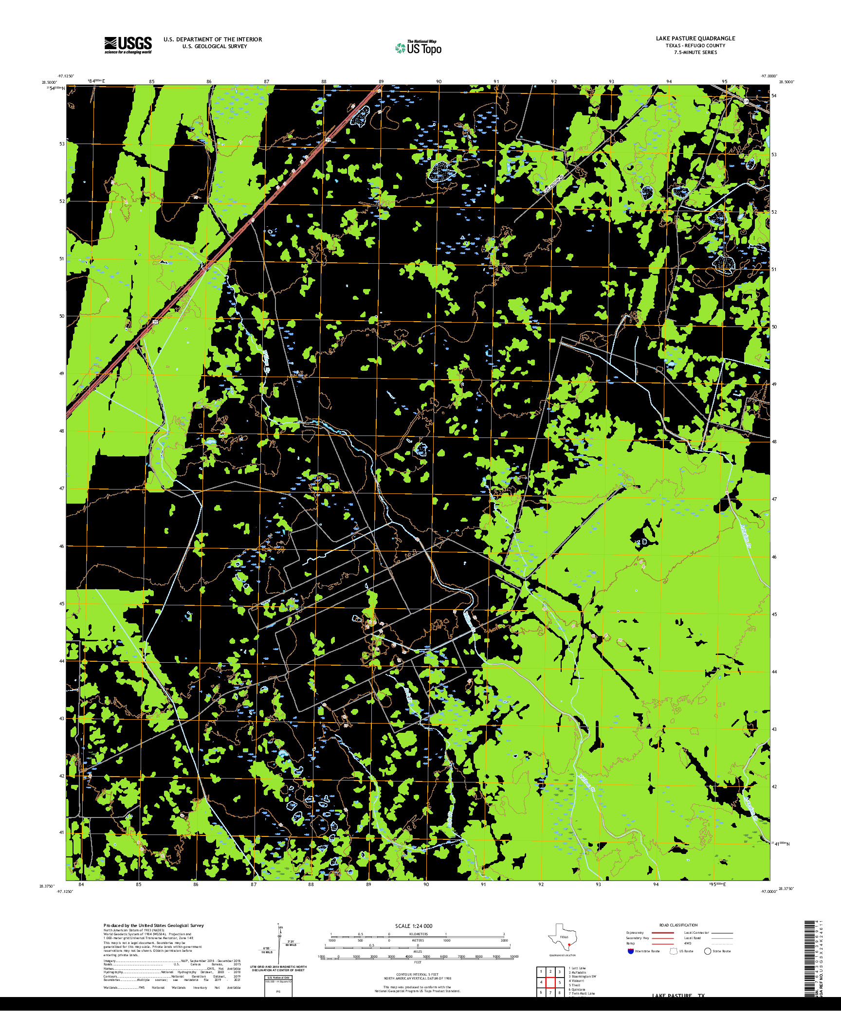 US TOPO 7.5-MINUTE MAP FOR LAKE PASTURE, TX