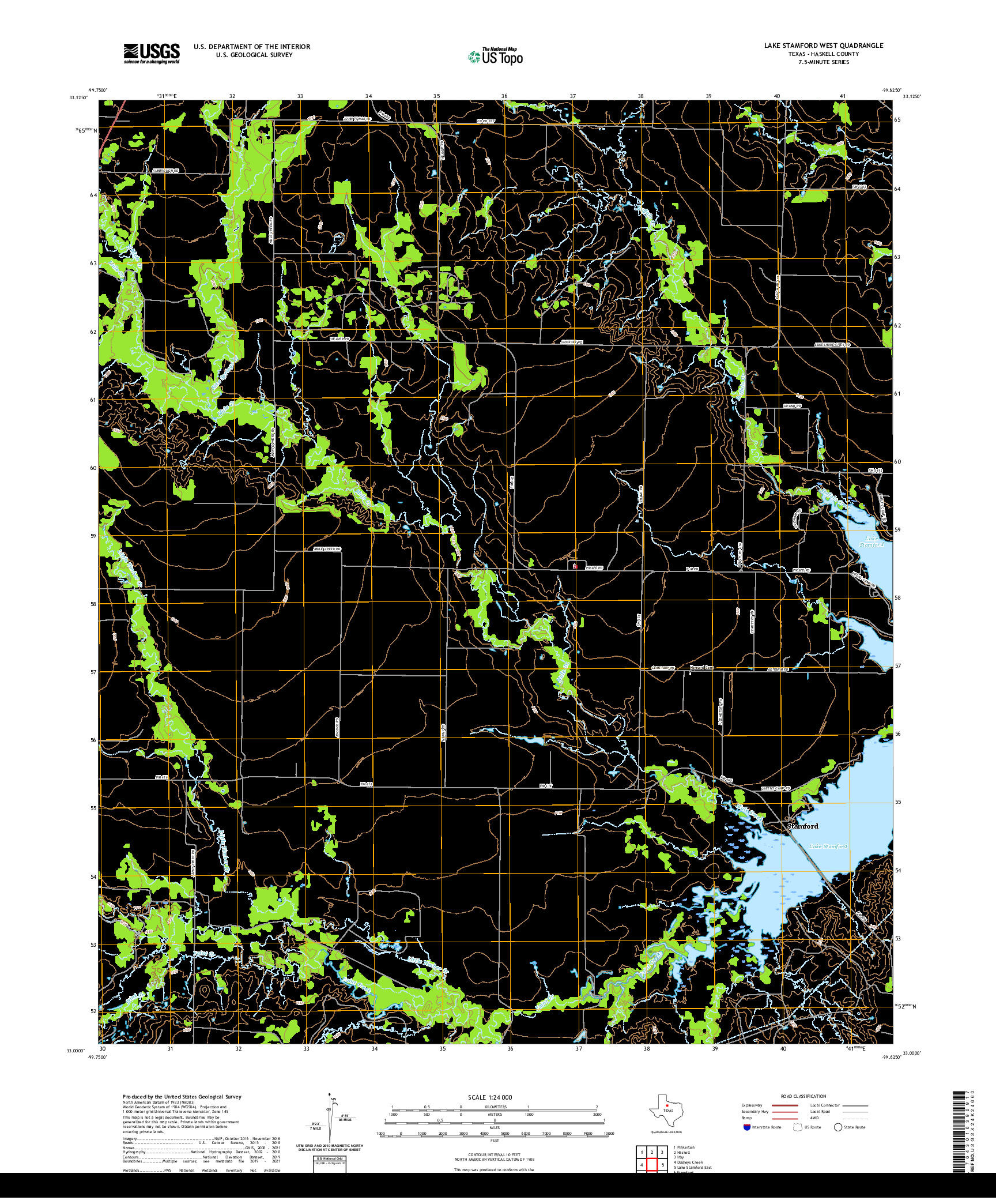 US TOPO 7.5-MINUTE MAP FOR LAKE STAMFORD WEST, TX