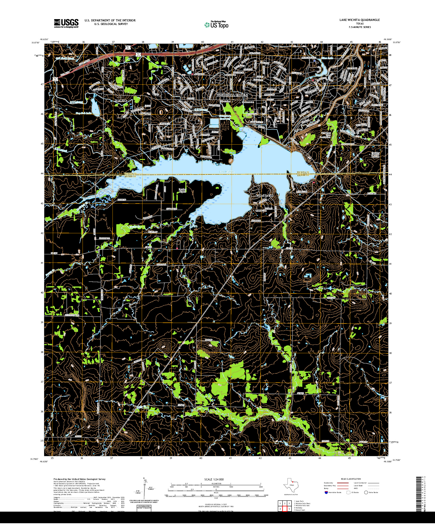 US TOPO 7.5-MINUTE MAP FOR LAKE WICHITA, TX