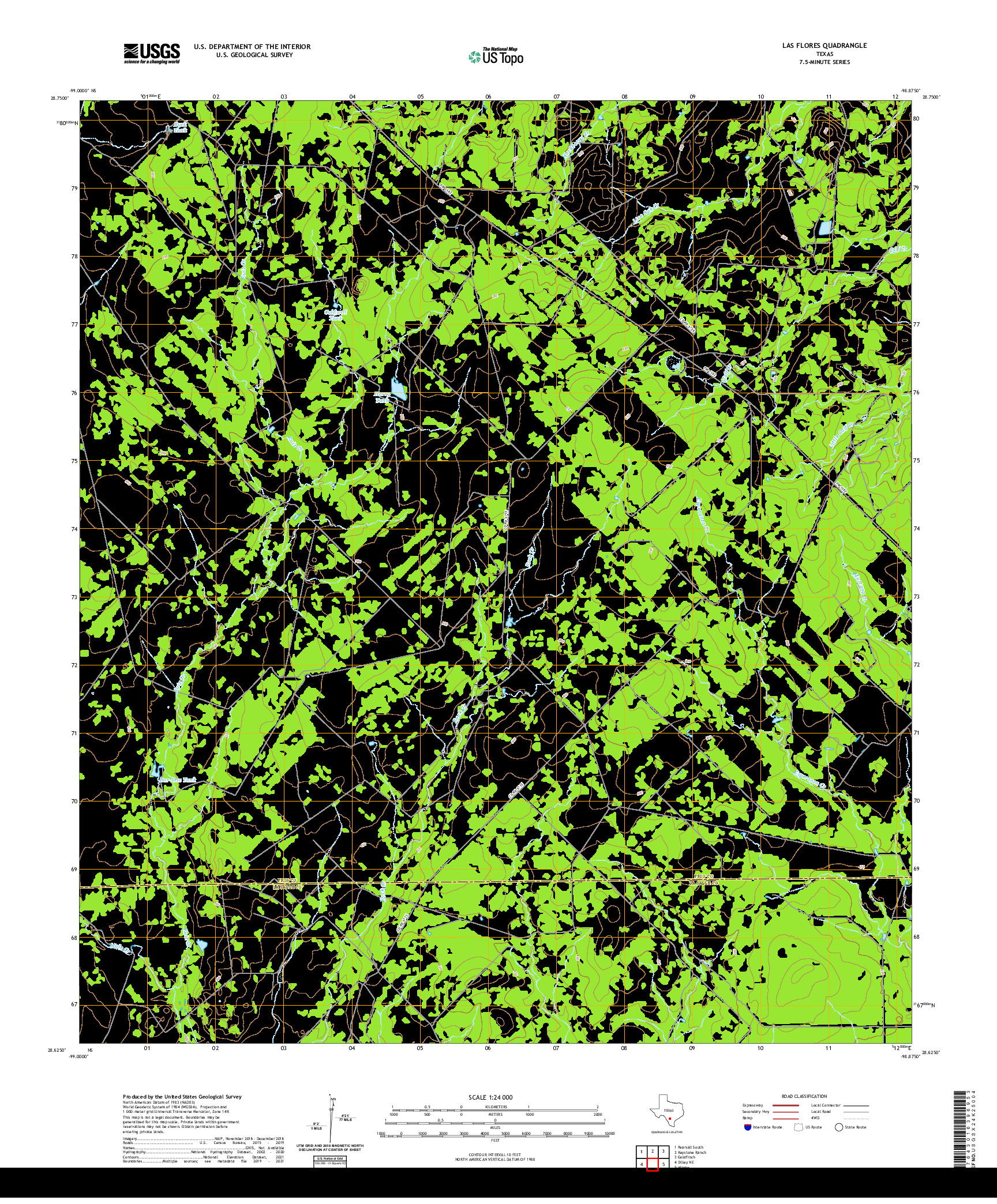 US TOPO 7.5-MINUTE MAP FOR LAS FLORES, TX