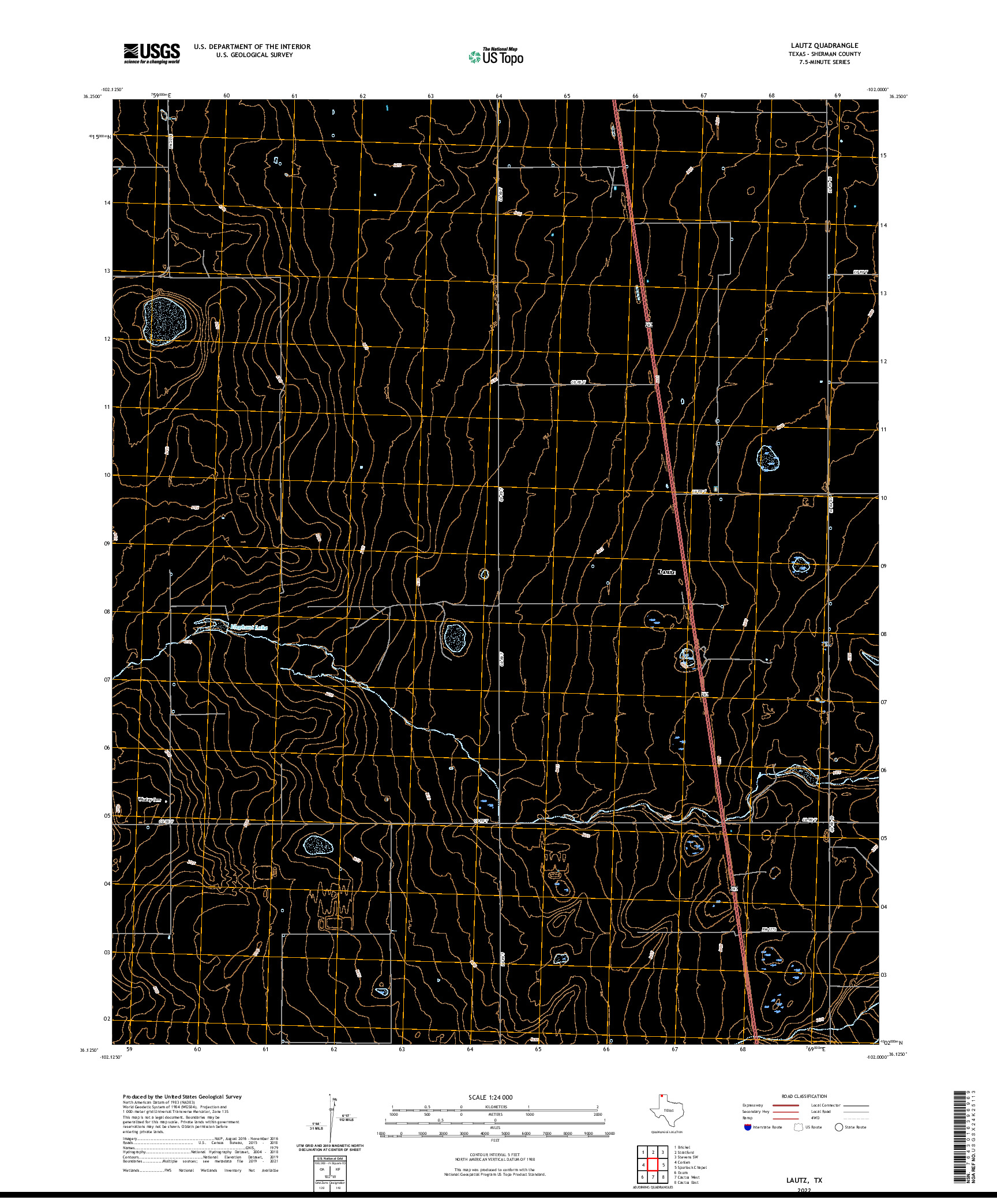 US TOPO 7.5-MINUTE MAP FOR LAUTZ, TX