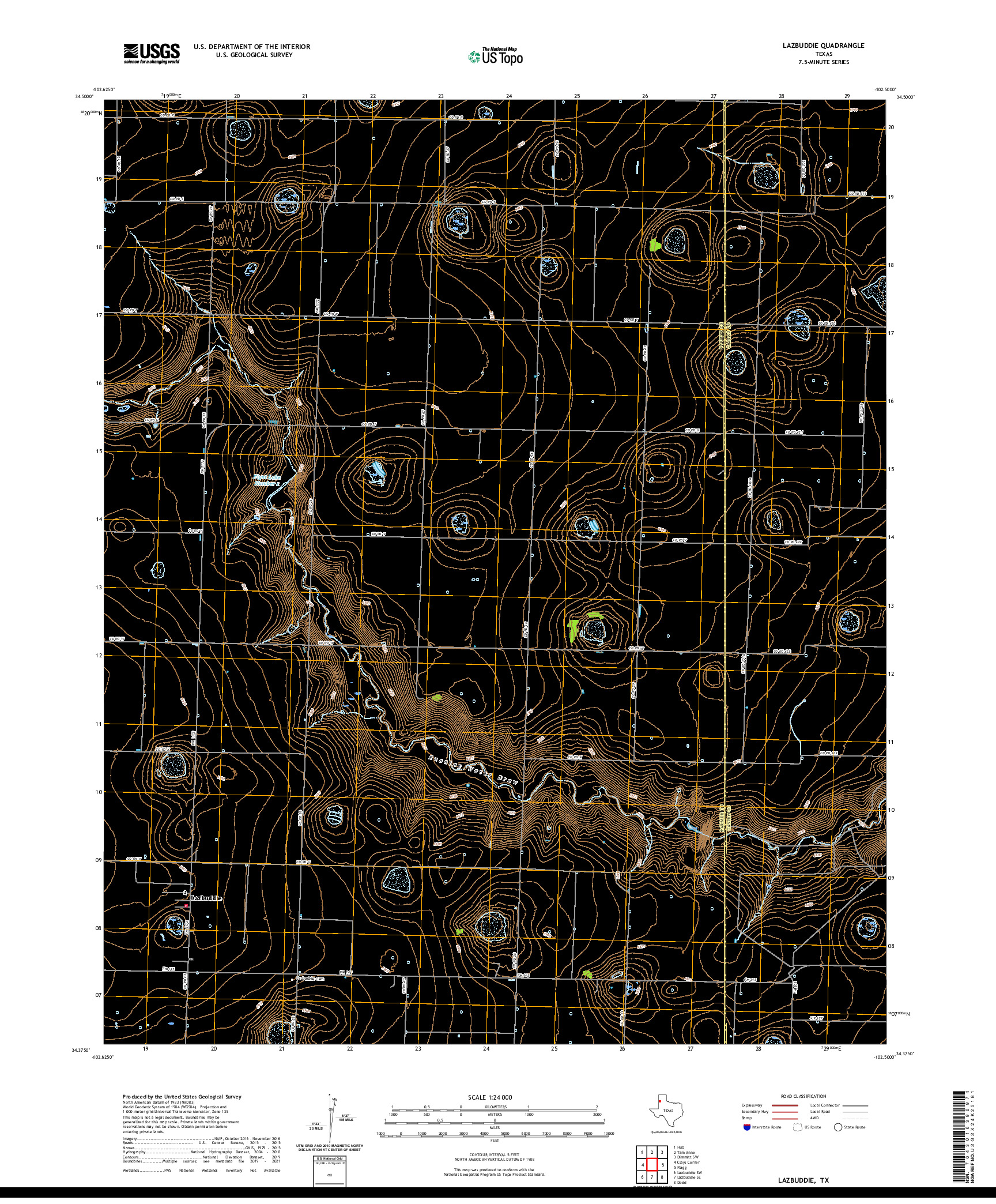 US TOPO 7.5-MINUTE MAP FOR LAZBUDDIE, TX