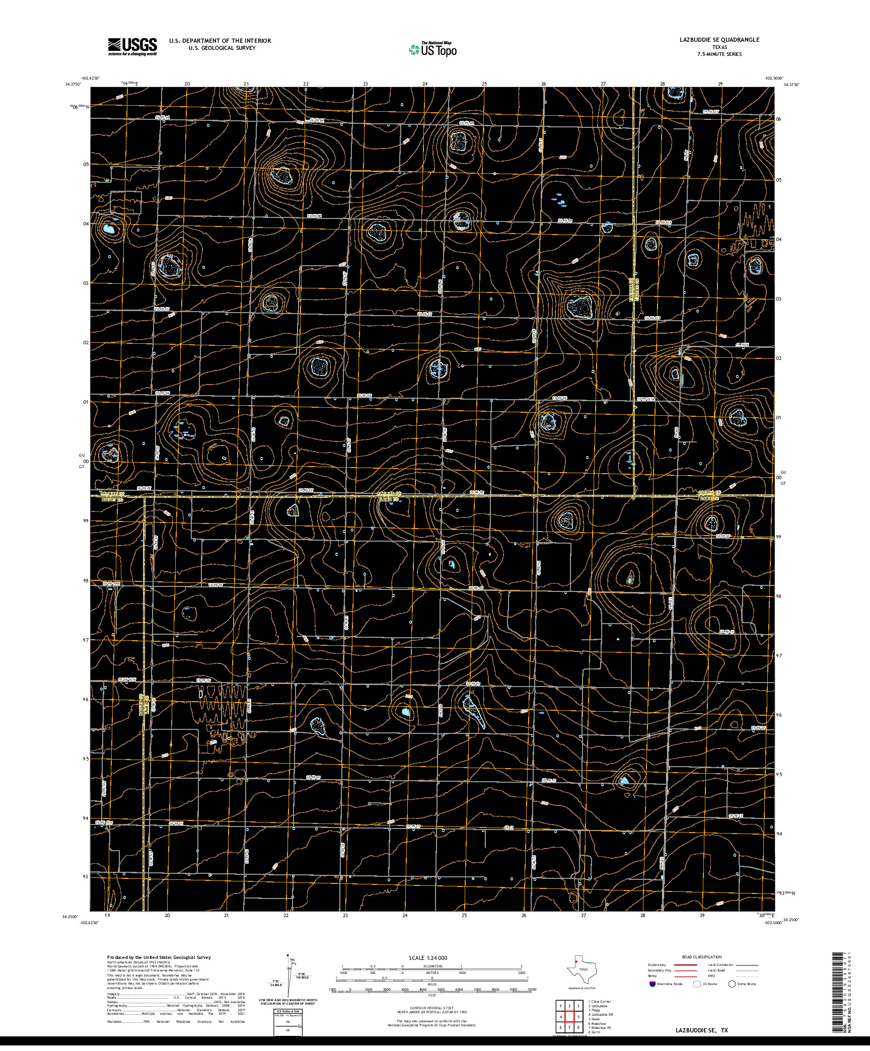 US TOPO 7.5-MINUTE MAP FOR LAZBUDDIE SE, TX