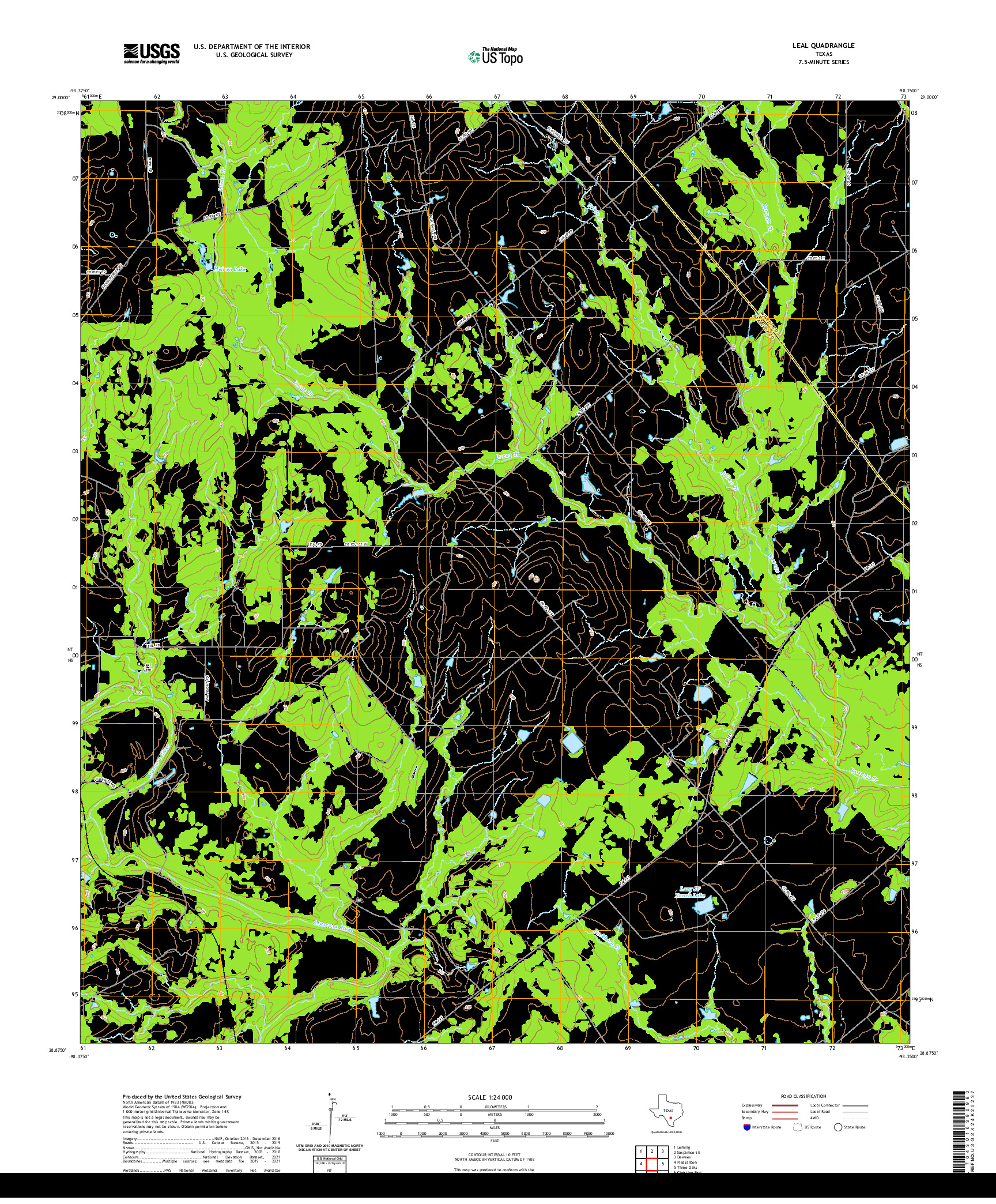 US TOPO 7.5-MINUTE MAP FOR LEAL, TX