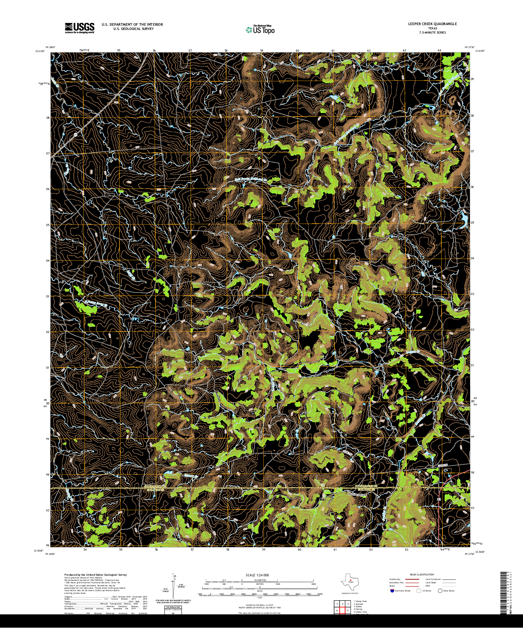 US TOPO 7.5-MINUTE MAP FOR LEEPER CREEK, TX