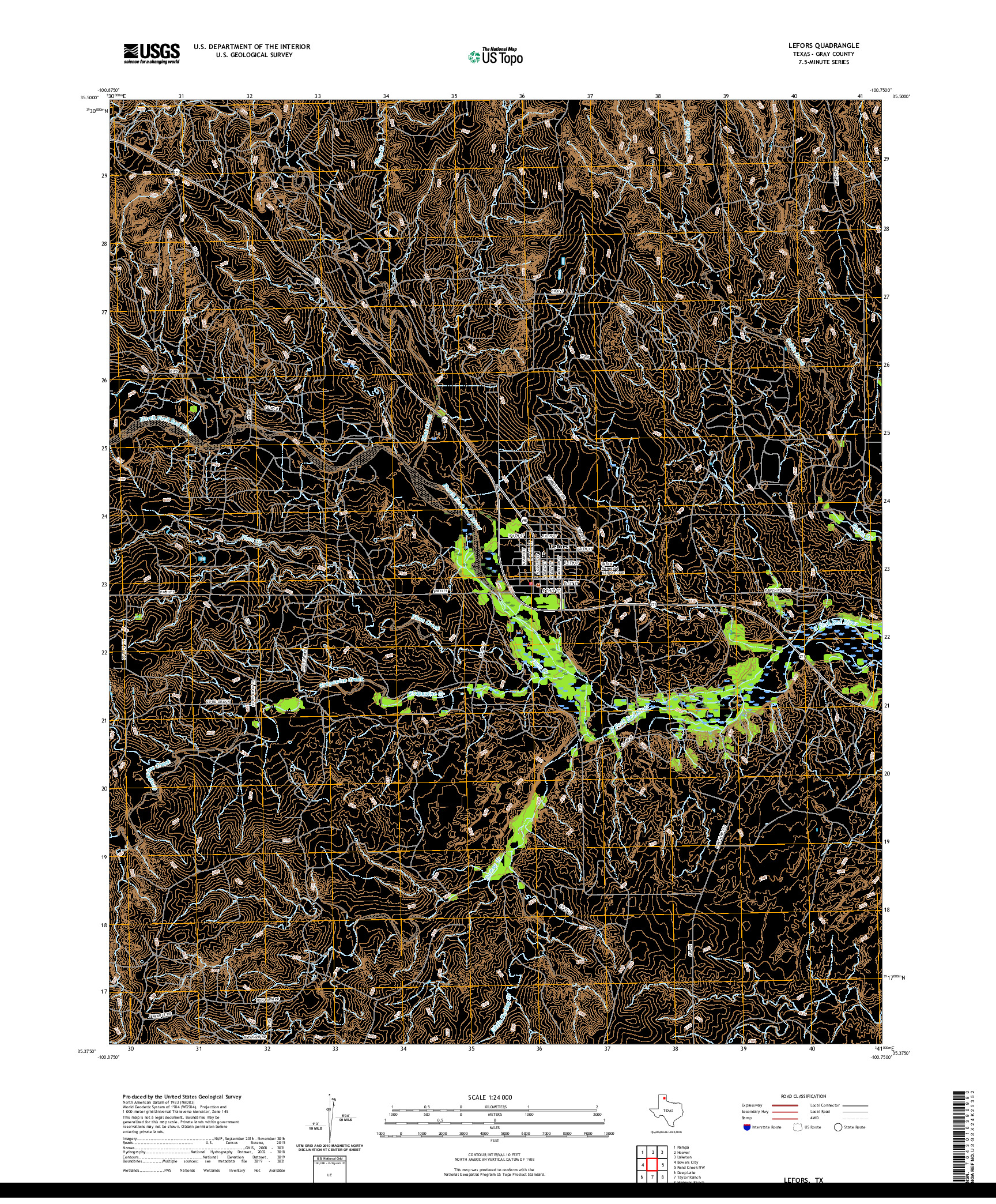US TOPO 7.5-MINUTE MAP FOR LEFORS, TX