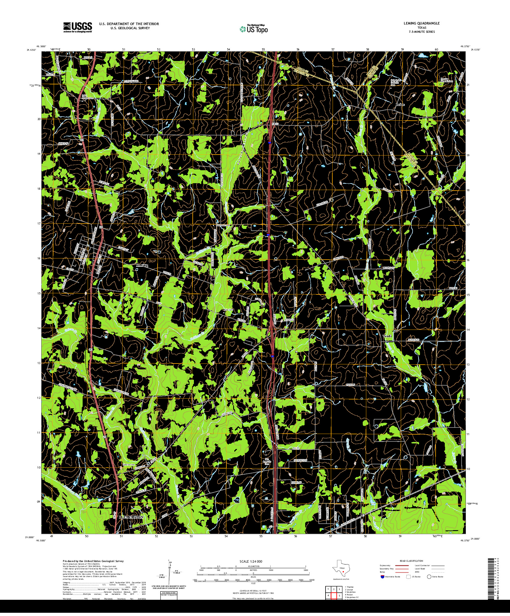 US TOPO 7.5-MINUTE MAP FOR LEMING, TX