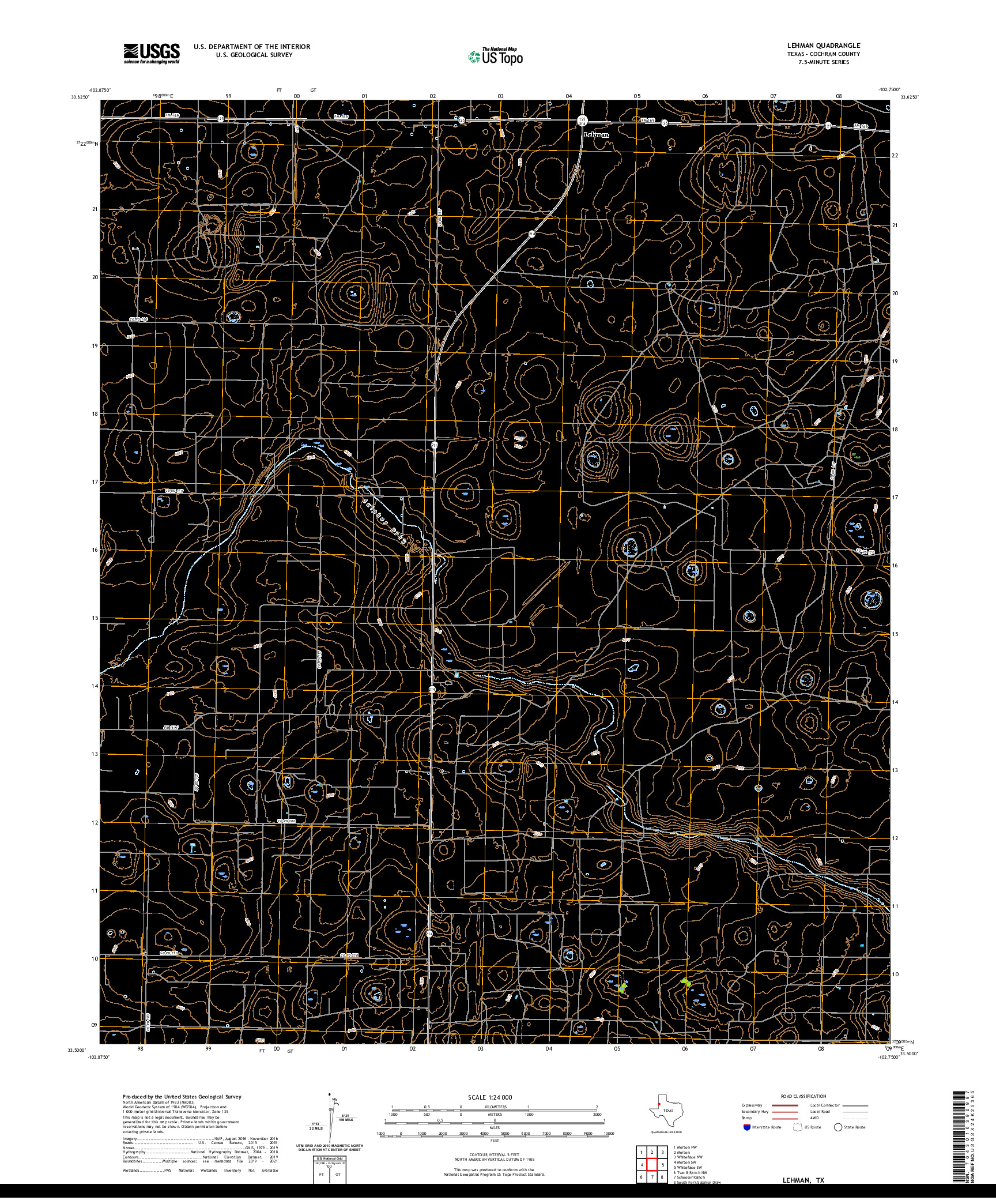 US TOPO 7.5-MINUTE MAP FOR LEHMAN, TX