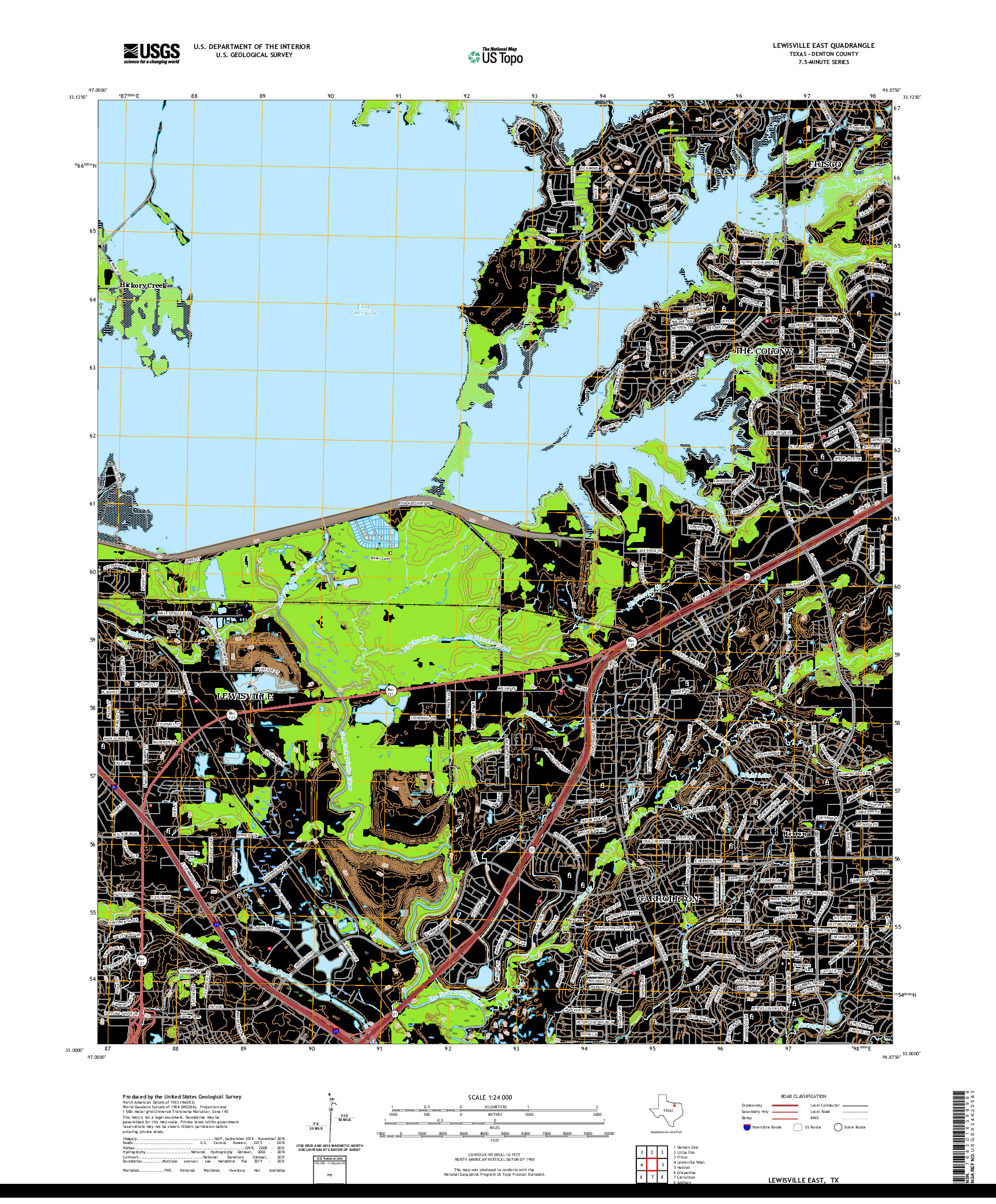 US TOPO 7.5-MINUTE MAP FOR LEWISVILLE EAST, TX