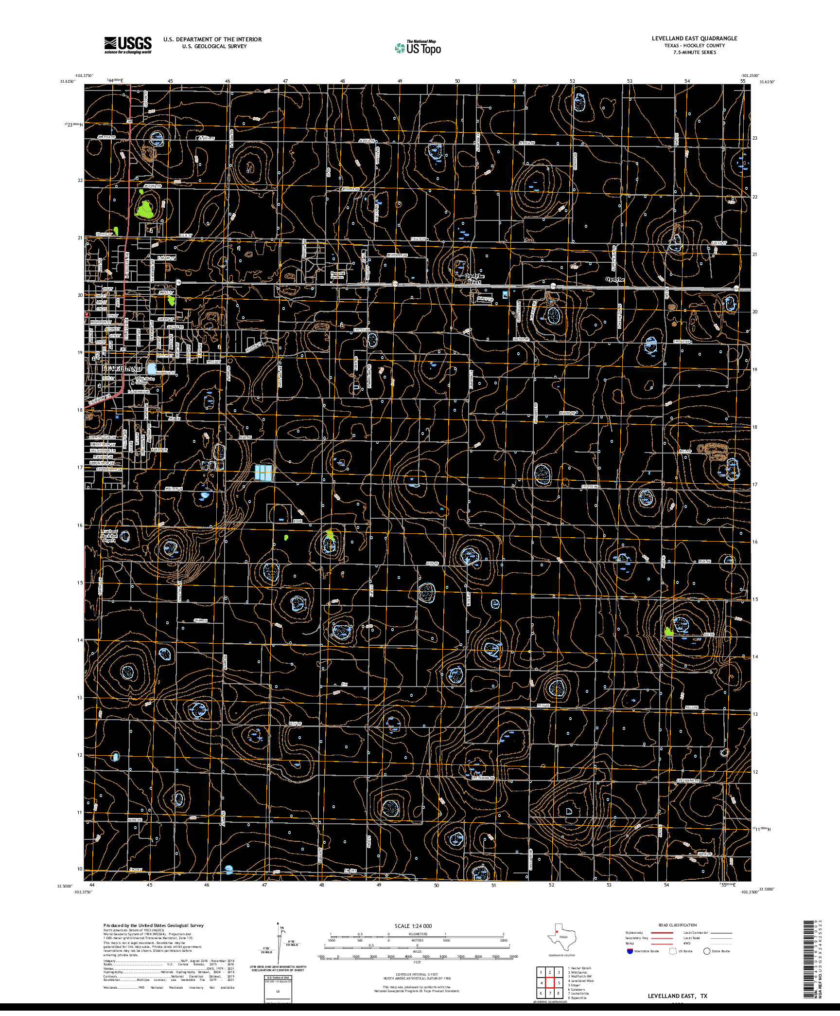 US TOPO 7.5-MINUTE MAP FOR LEVELLAND EAST, TX