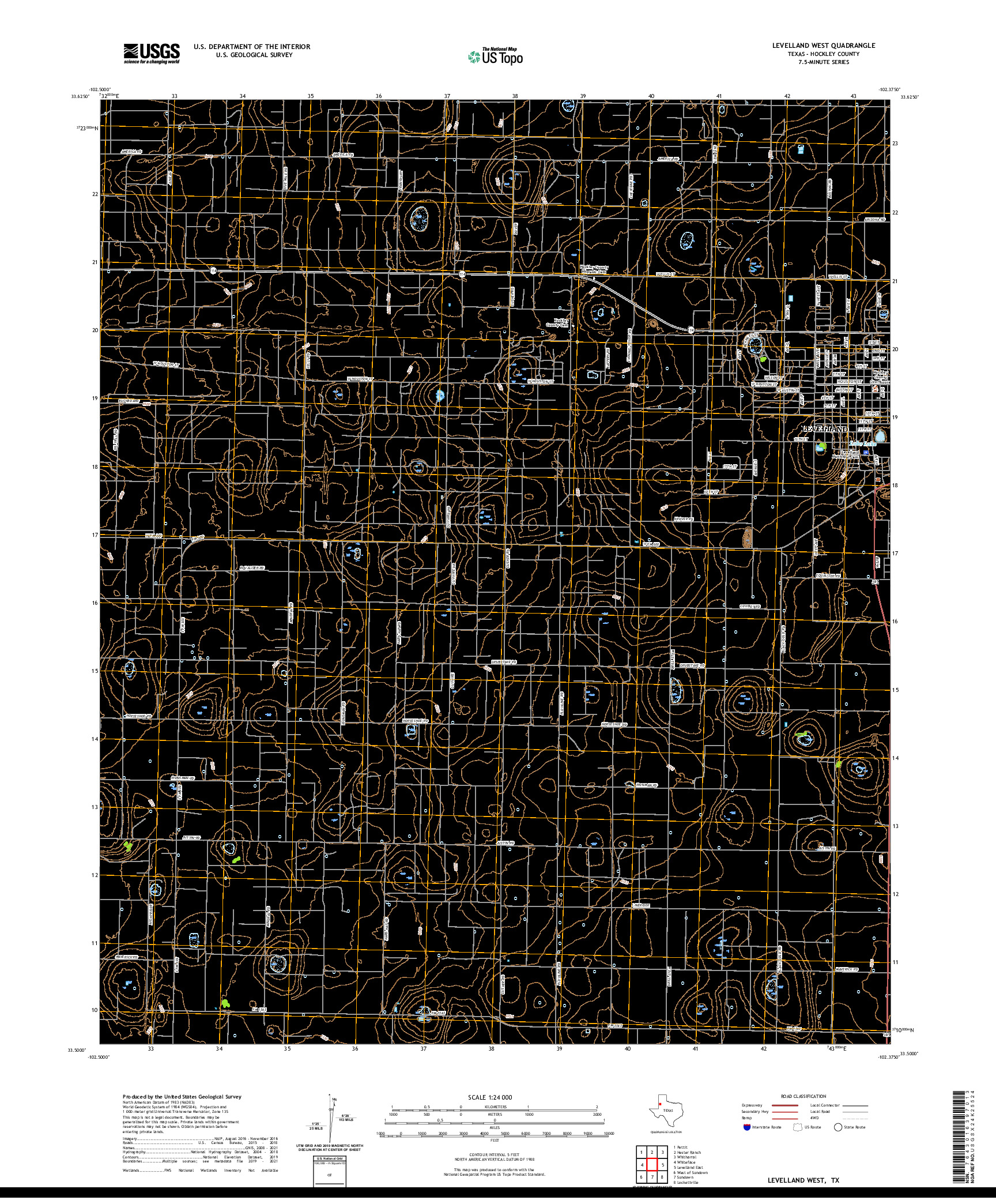 US TOPO 7.5-MINUTE MAP FOR LEVELLAND WEST, TX