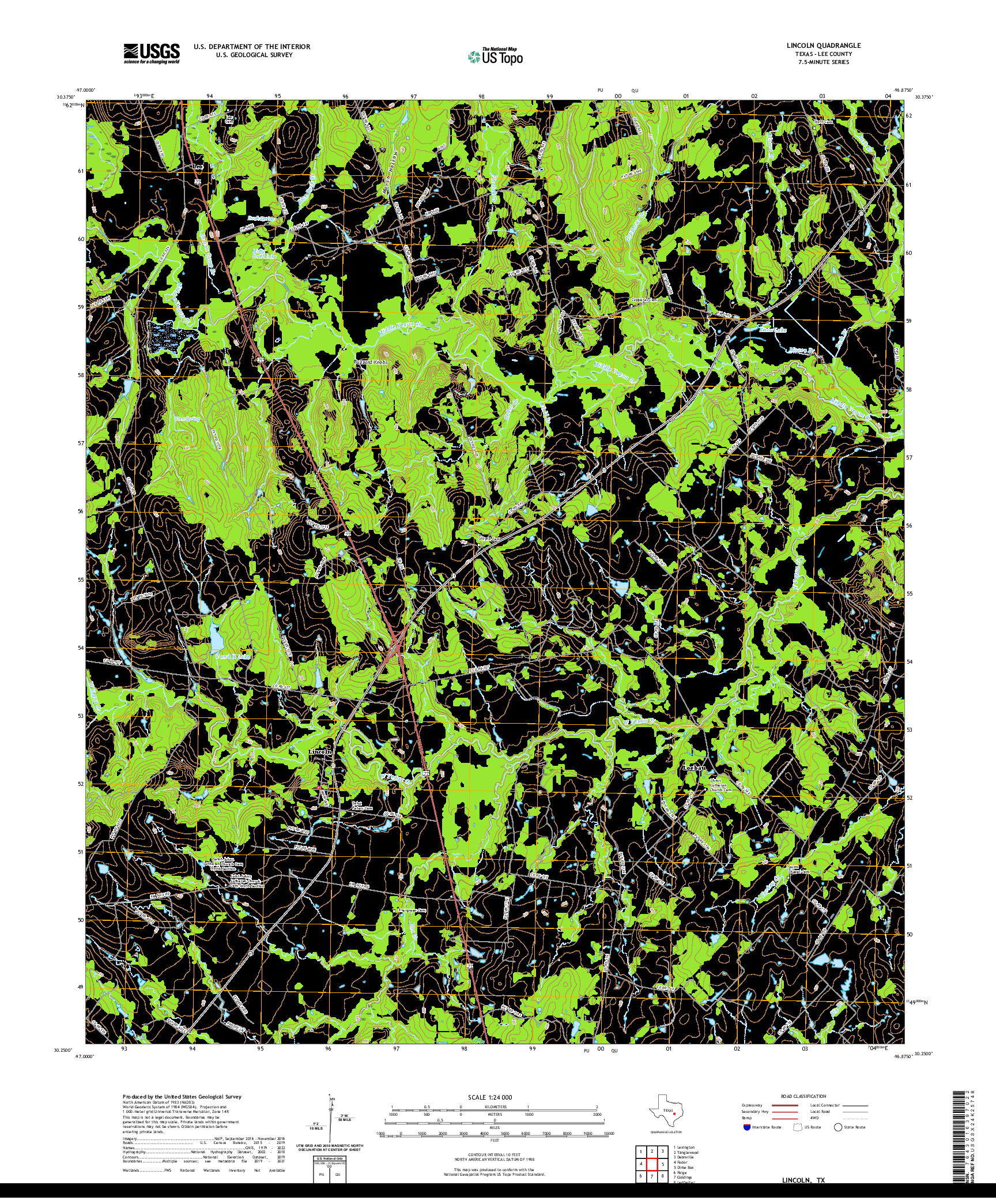 US TOPO 7.5-MINUTE MAP FOR LINCOLN, TX