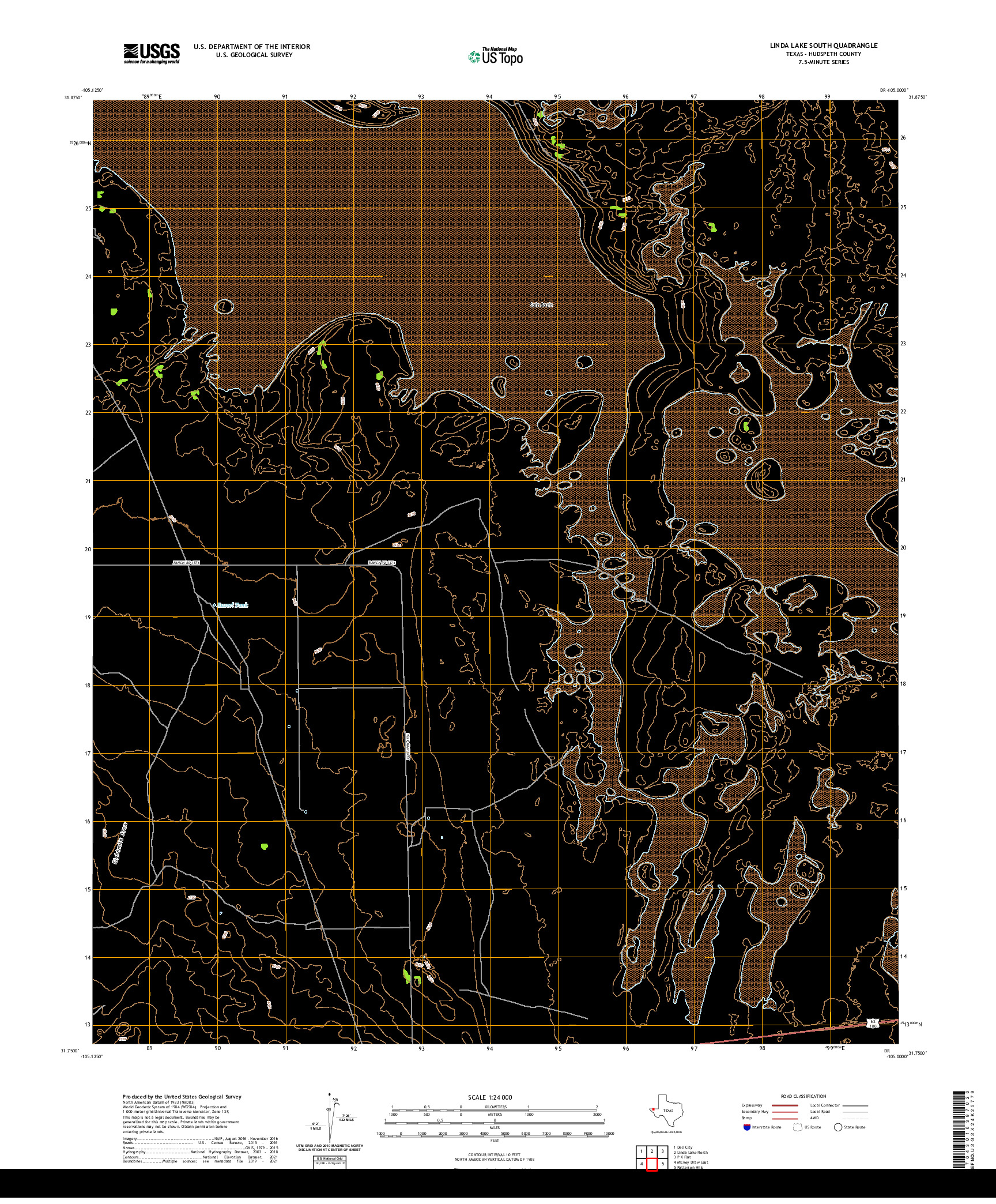 US TOPO 7.5-MINUTE MAP FOR LINDA LAKE SOUTH, TX