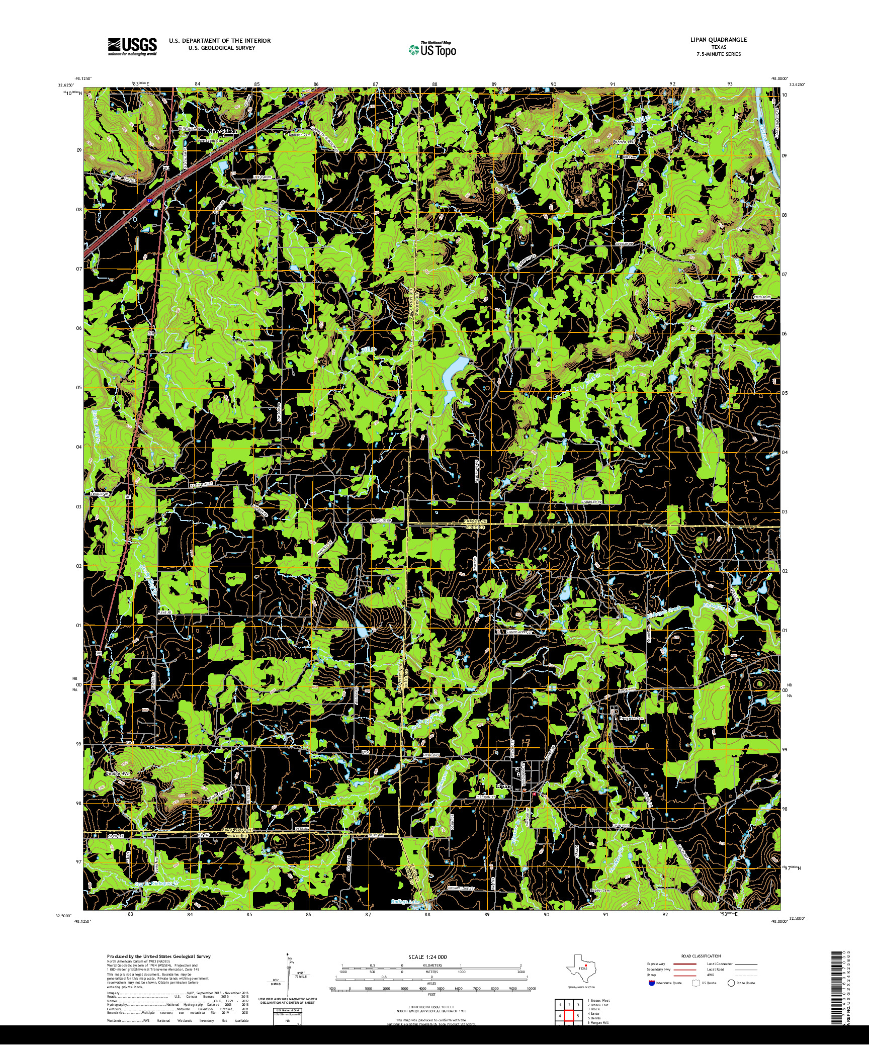 US TOPO 7.5-MINUTE MAP FOR LIPAN, TX