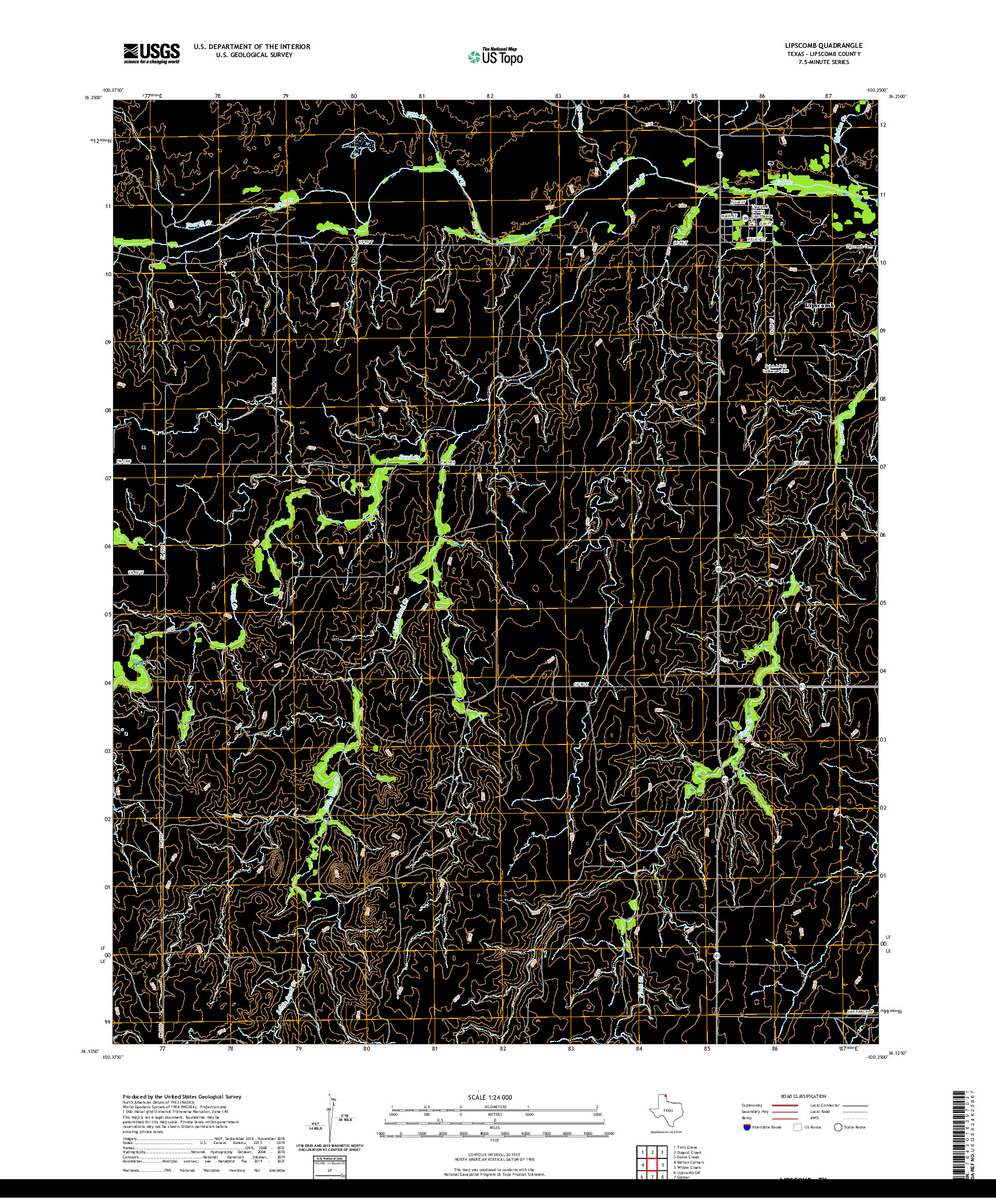 US TOPO 7.5-MINUTE MAP FOR LIPSCOMB, TX