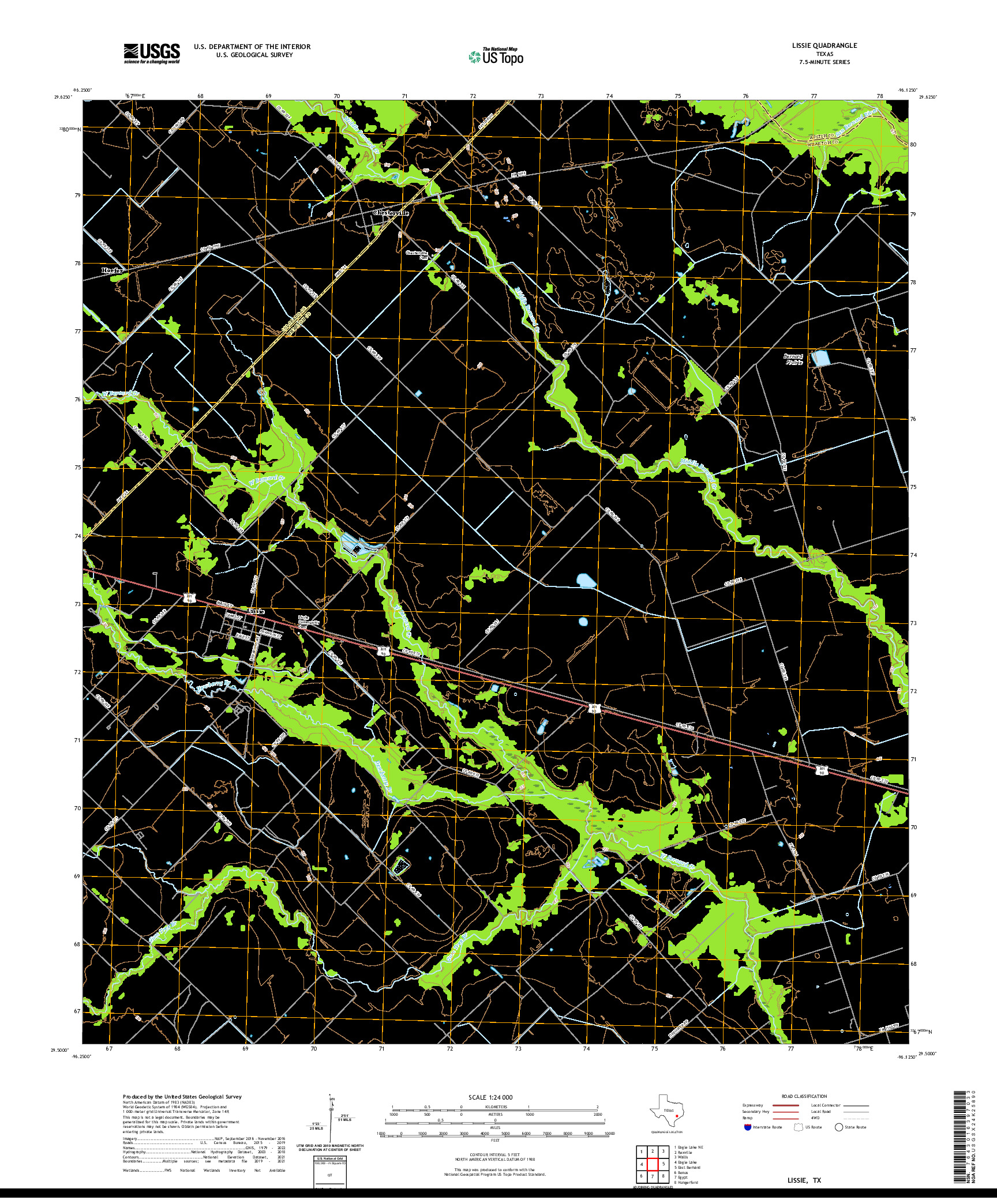 US TOPO 7.5-MINUTE MAP FOR LISSIE, TX