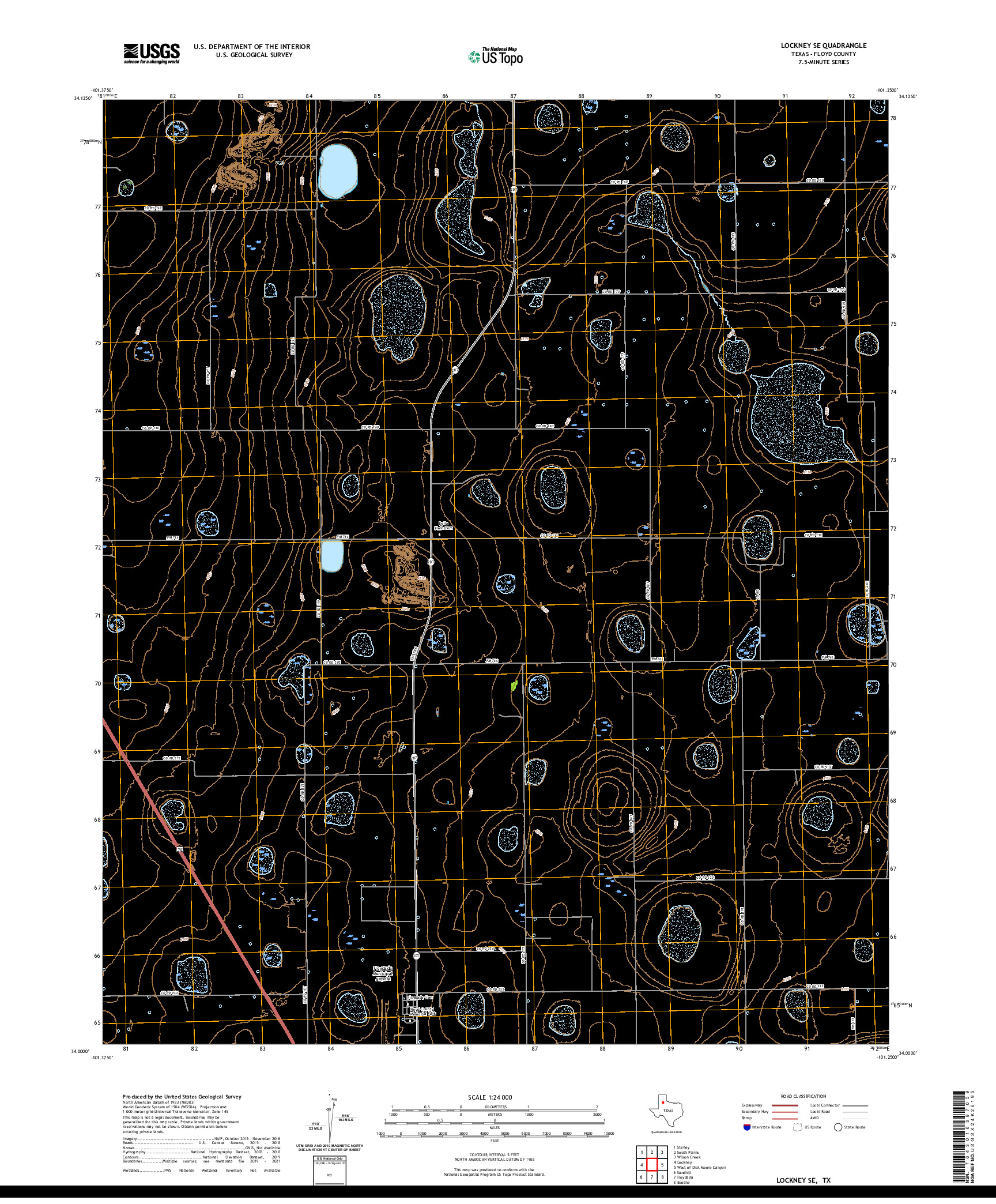 US TOPO 7.5-MINUTE MAP FOR LOCKNEY SE, TX