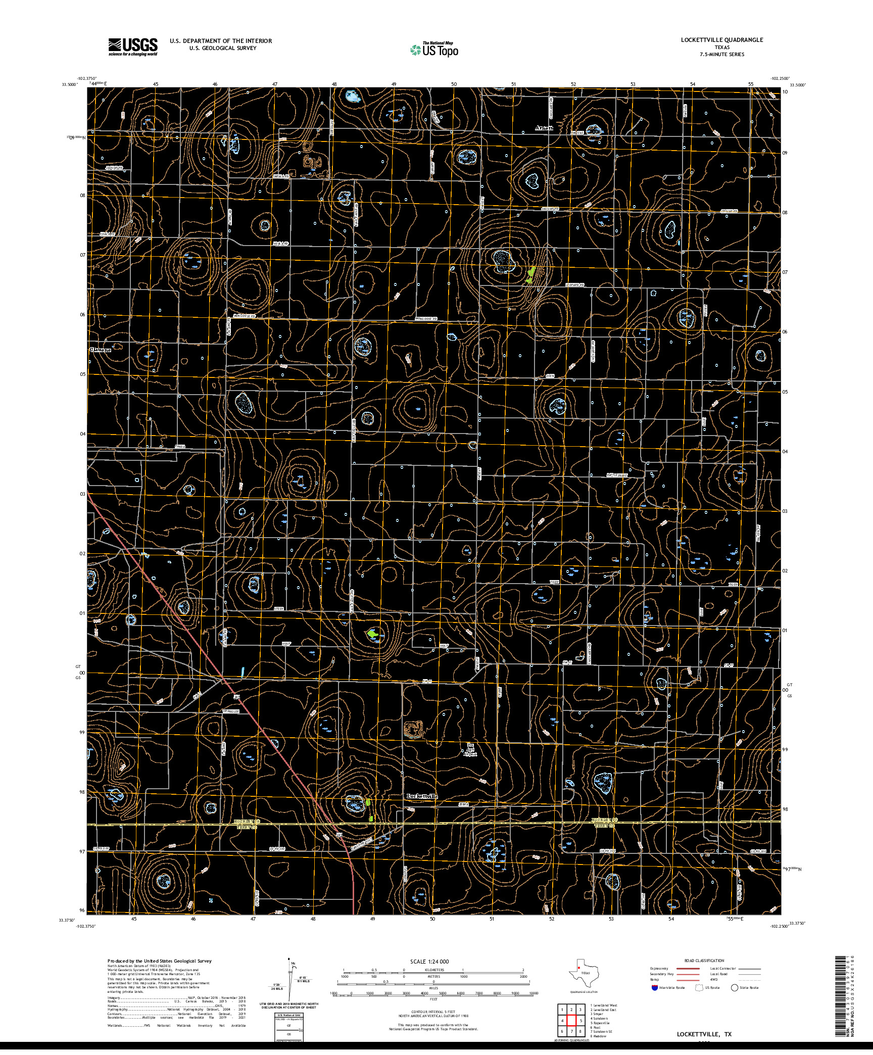 US TOPO 7.5-MINUTE MAP FOR LOCKETTVILLE, TX