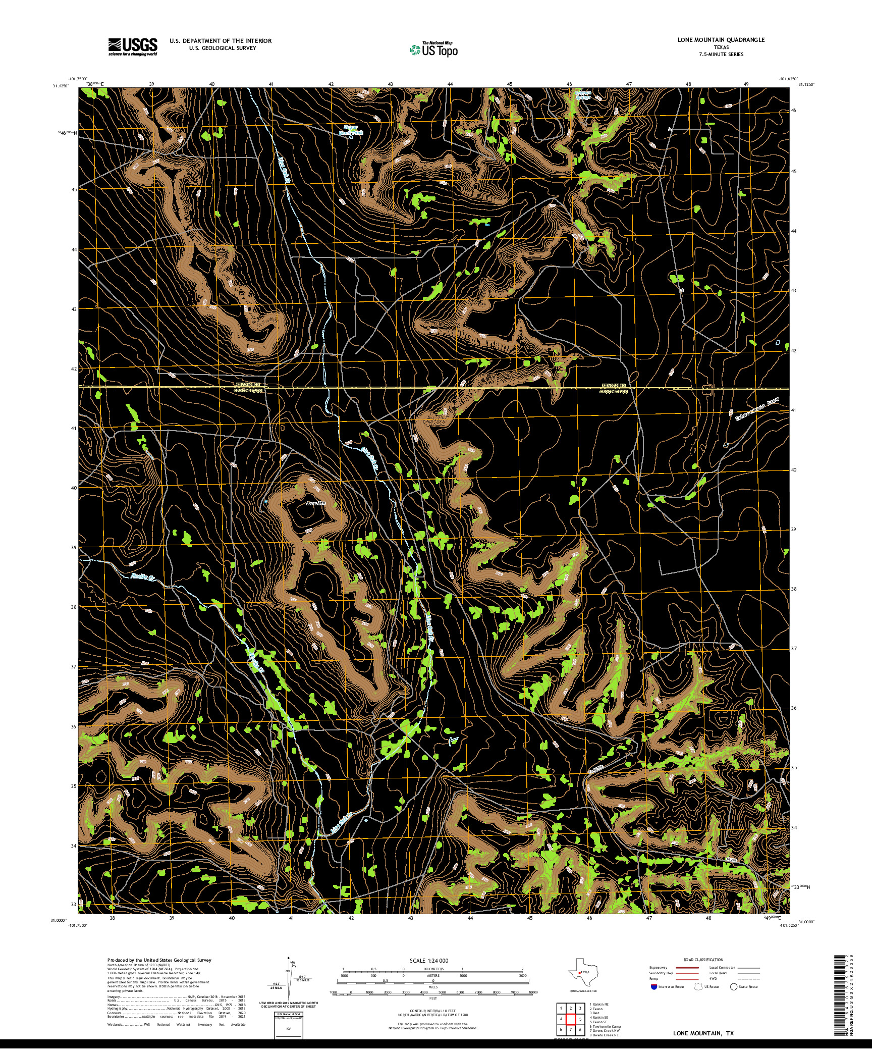 US TOPO 7.5-MINUTE MAP FOR LONE MOUNTAIN, TX