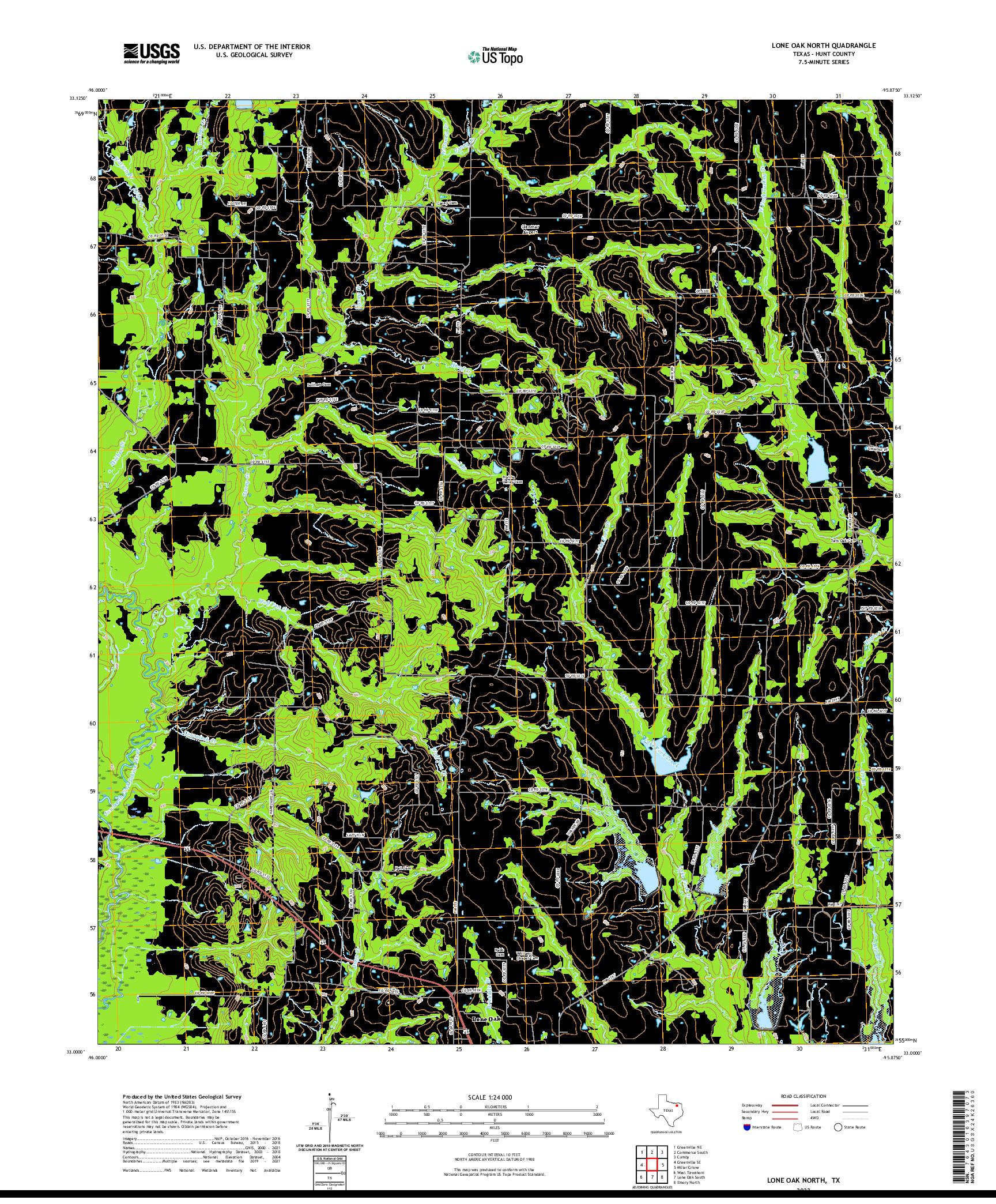 US TOPO 7.5-MINUTE MAP FOR LONE OAK NORTH, TX