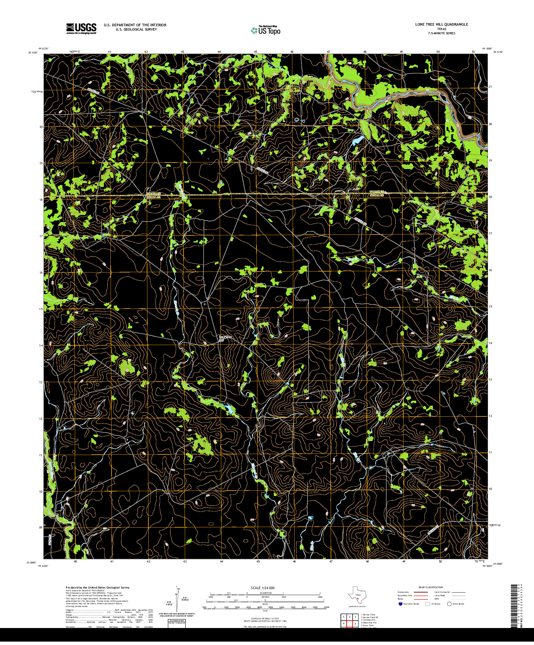 US TOPO 7.5-MINUTE MAP FOR LONE TREE HILL, TX