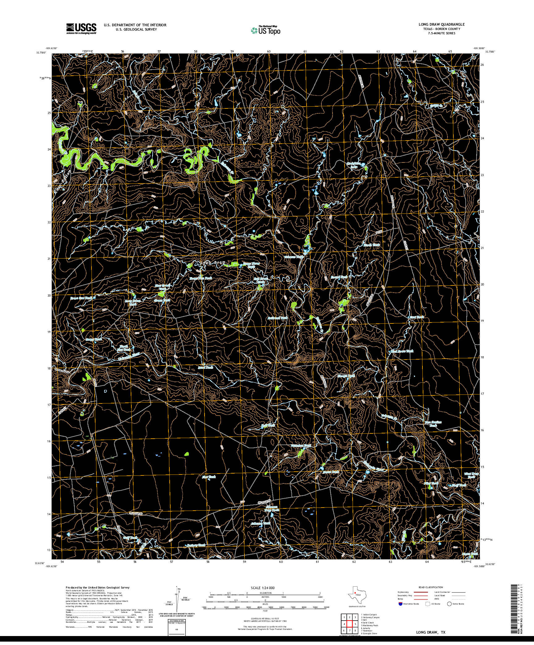 US TOPO 7.5-MINUTE MAP FOR LONG DRAW, TX