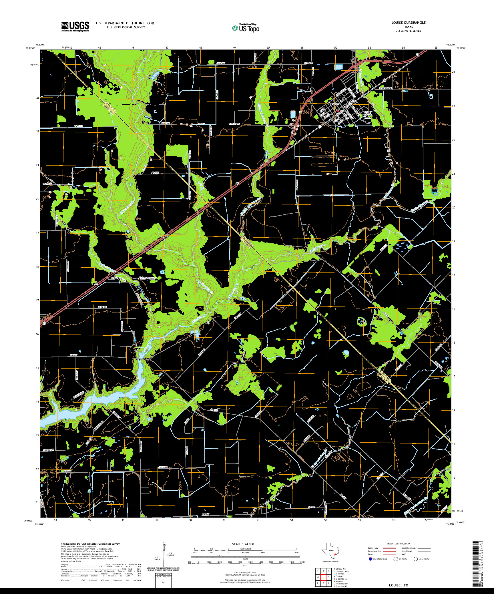 US TOPO 7.5-MINUTE MAP FOR LOUISE, TX