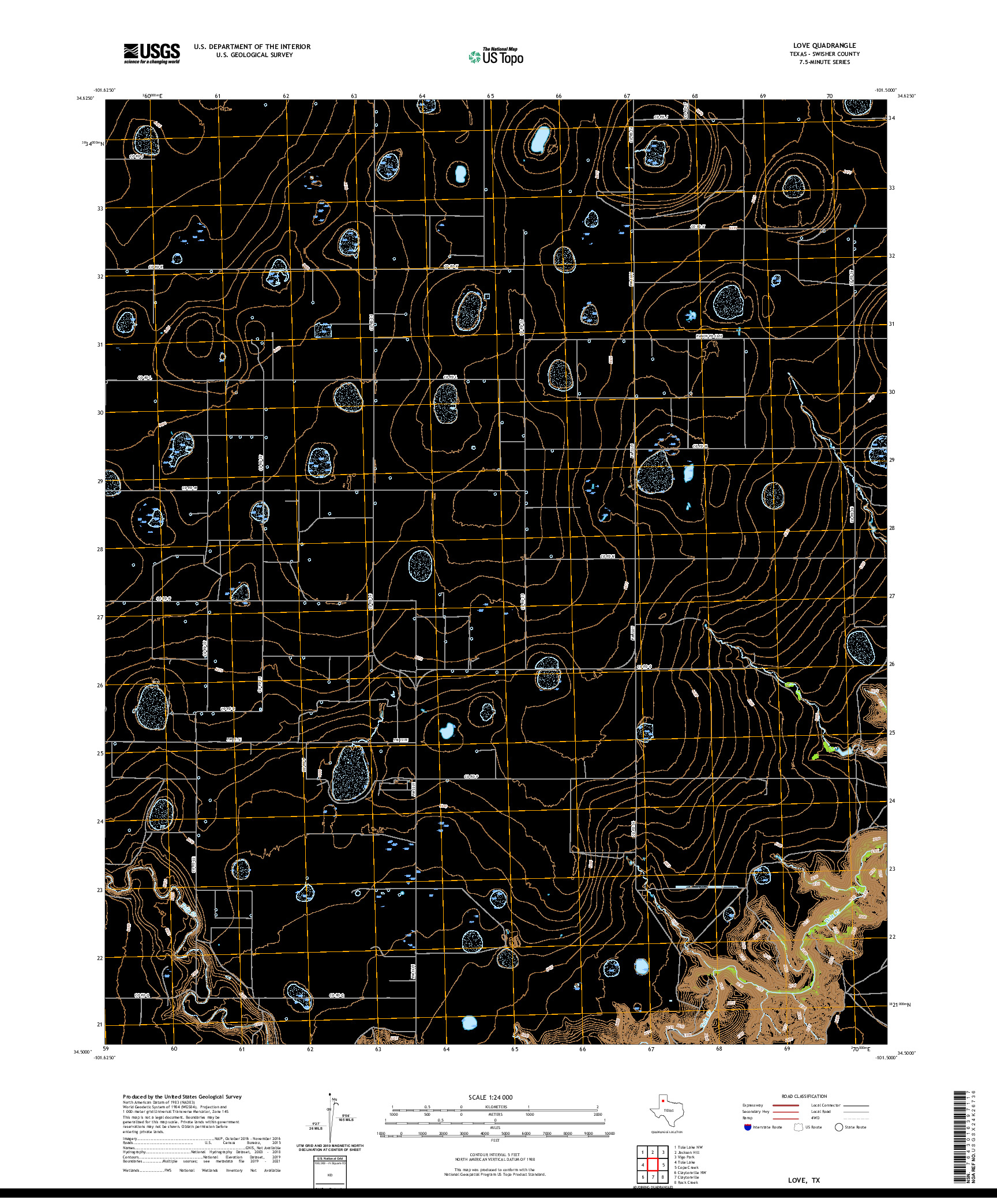 US TOPO 7.5-MINUTE MAP FOR LOVE, TX