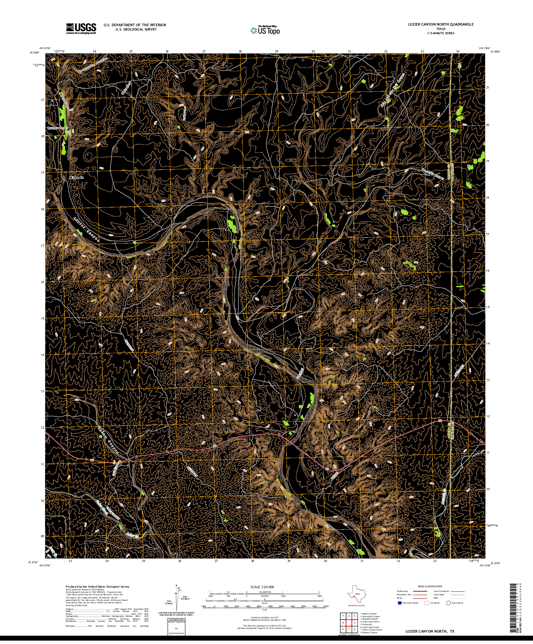 US TOPO 7.5-MINUTE MAP FOR LOZIER CANYON NORTH, TX