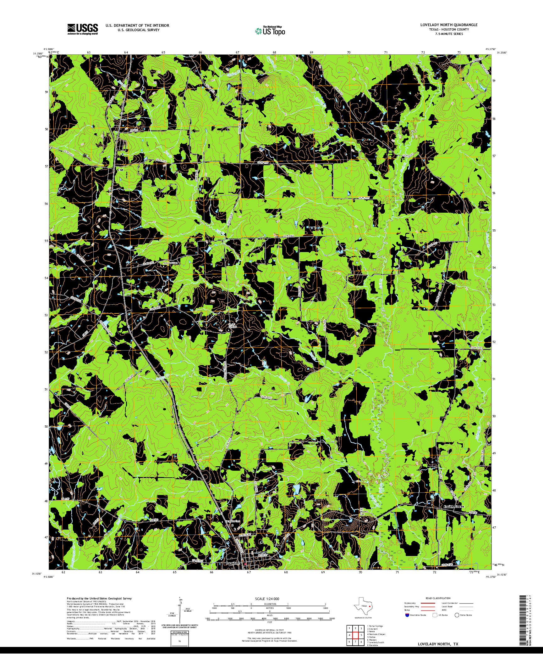 US TOPO 7.5-MINUTE MAP FOR LOVELADY NORTH, TX