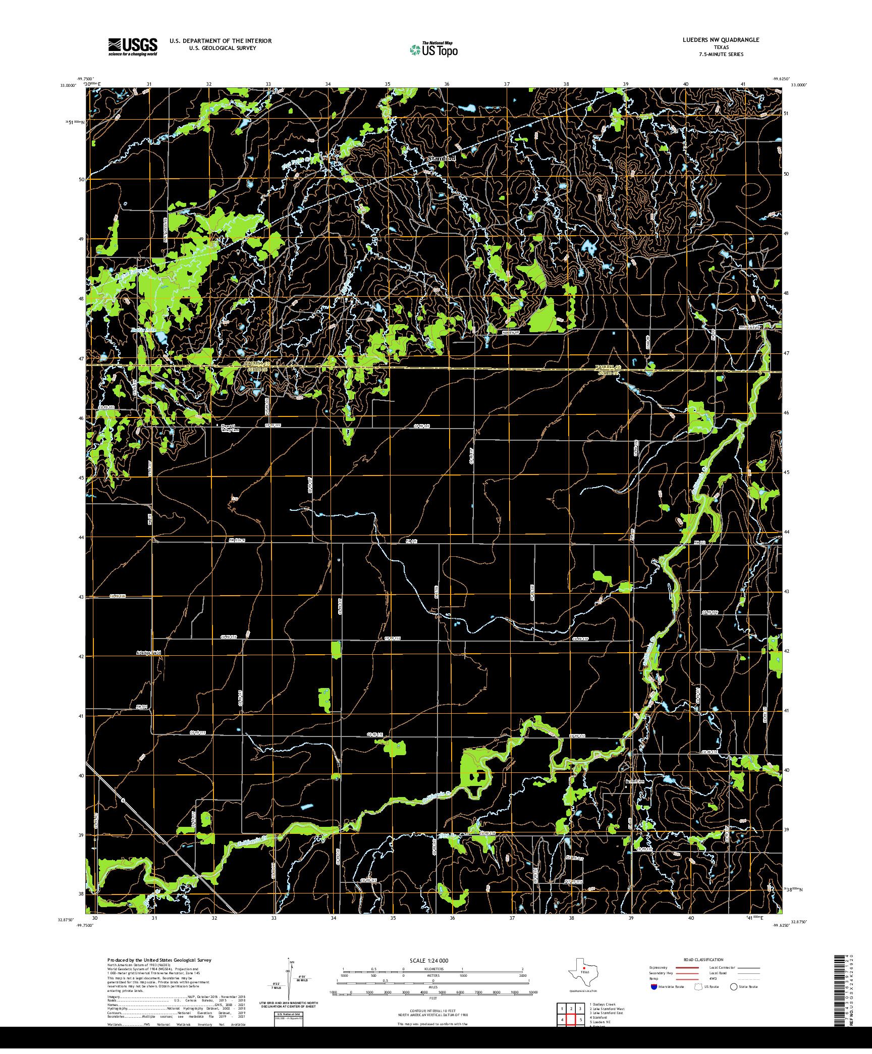 US TOPO 7.5-MINUTE MAP FOR LUEDERS NW, TX