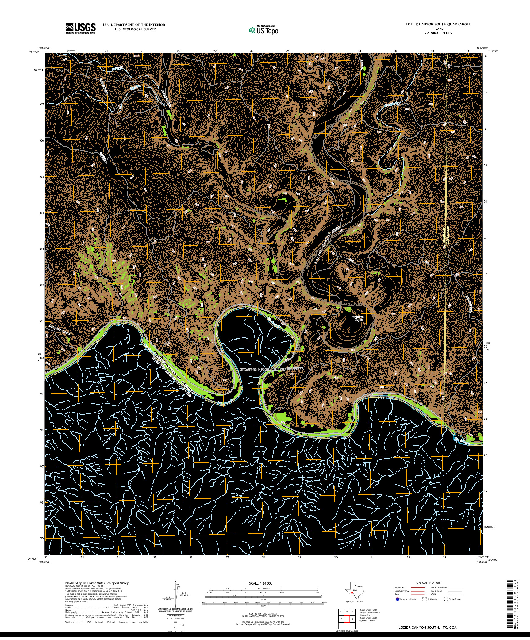 US TOPO 7.5-MINUTE MAP FOR LOZIER CANYON SOUTH, TX,COA