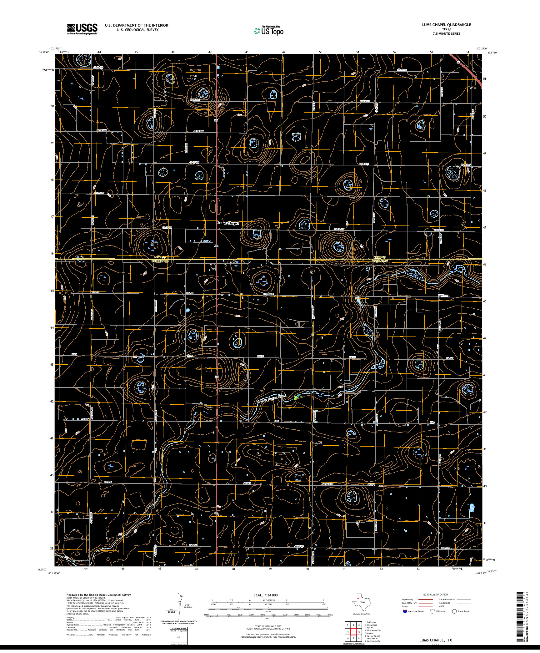 US TOPO 7.5-MINUTE MAP FOR LUMS CHAPEL, TX