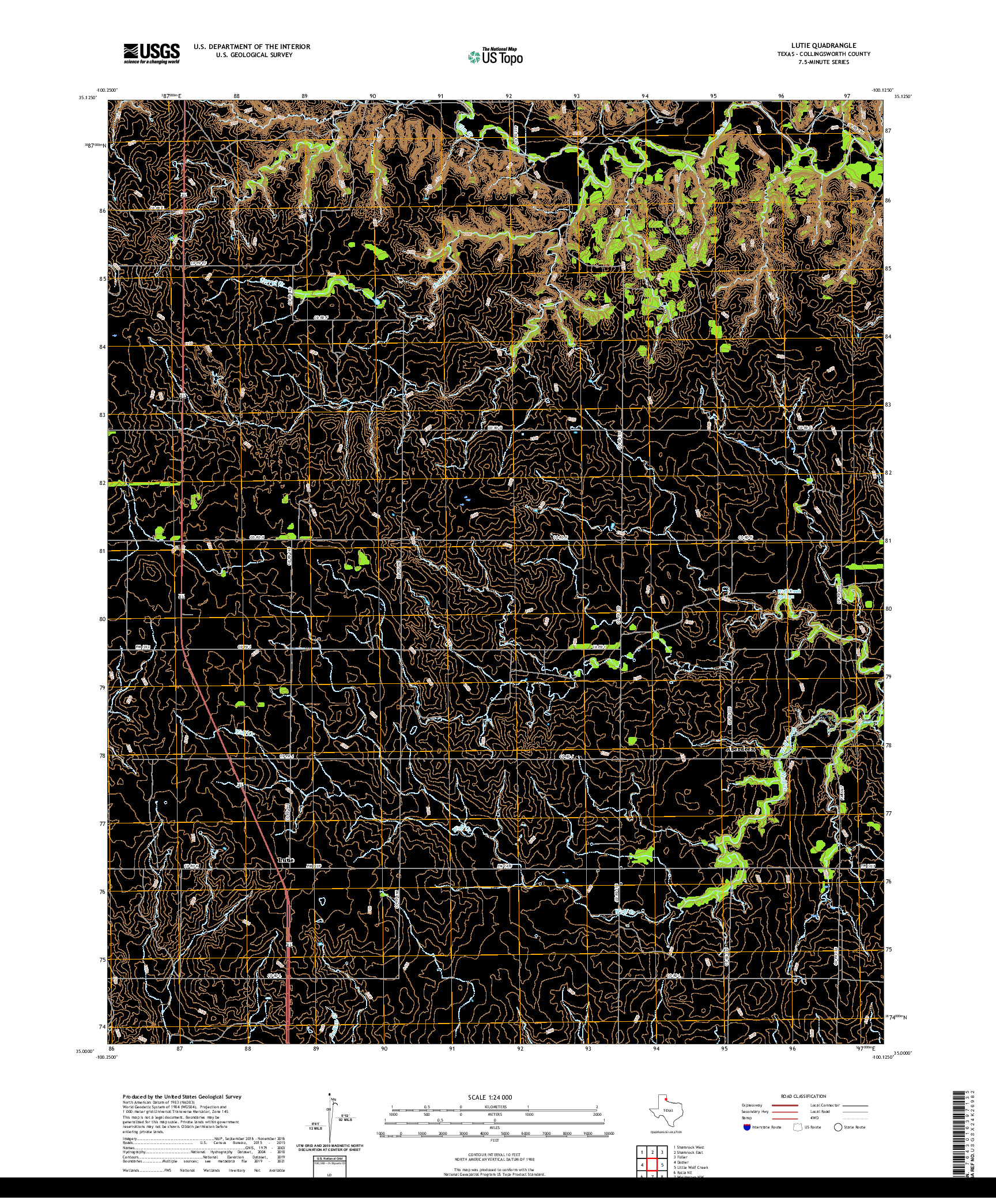 US TOPO 7.5-MINUTE MAP FOR LUTIE, TX