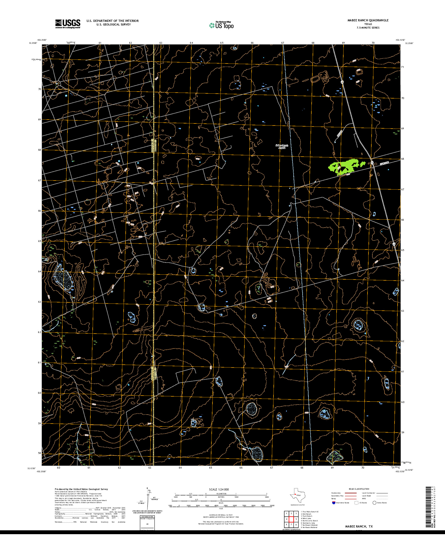 US TOPO 7.5-MINUTE MAP FOR MABEE RANCH, TX