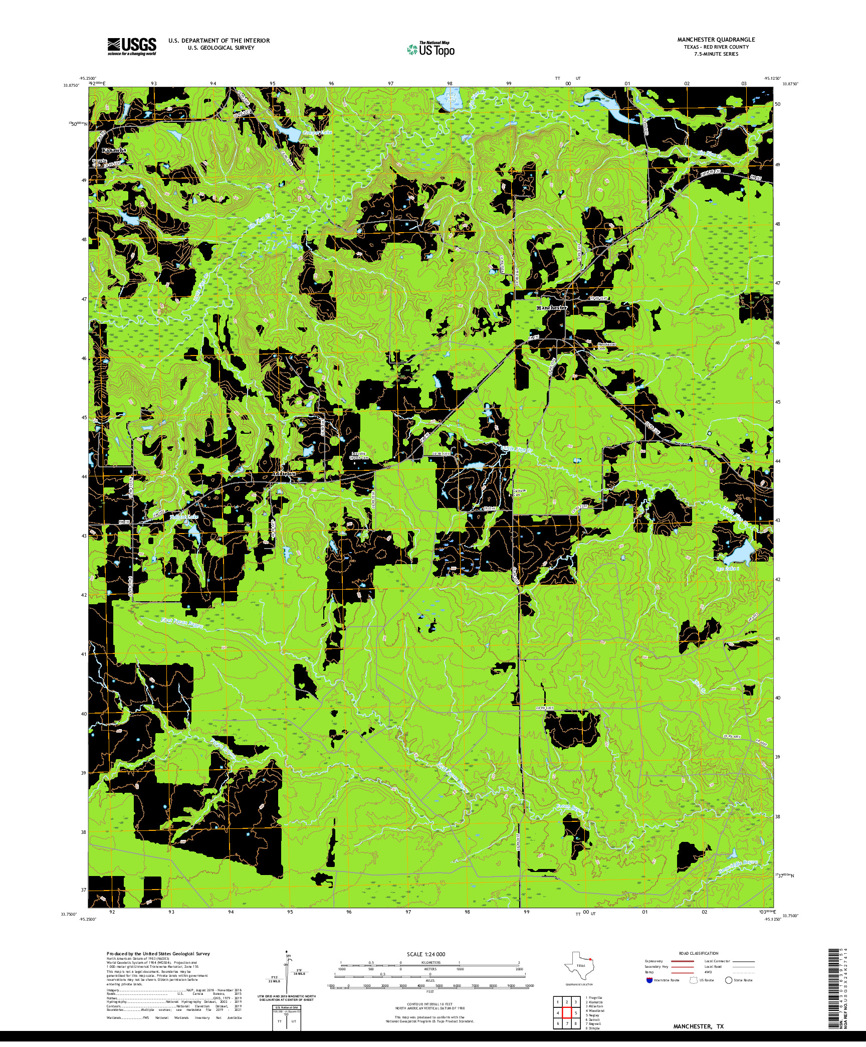 US TOPO 7.5-MINUTE MAP FOR MANCHESTER, TX