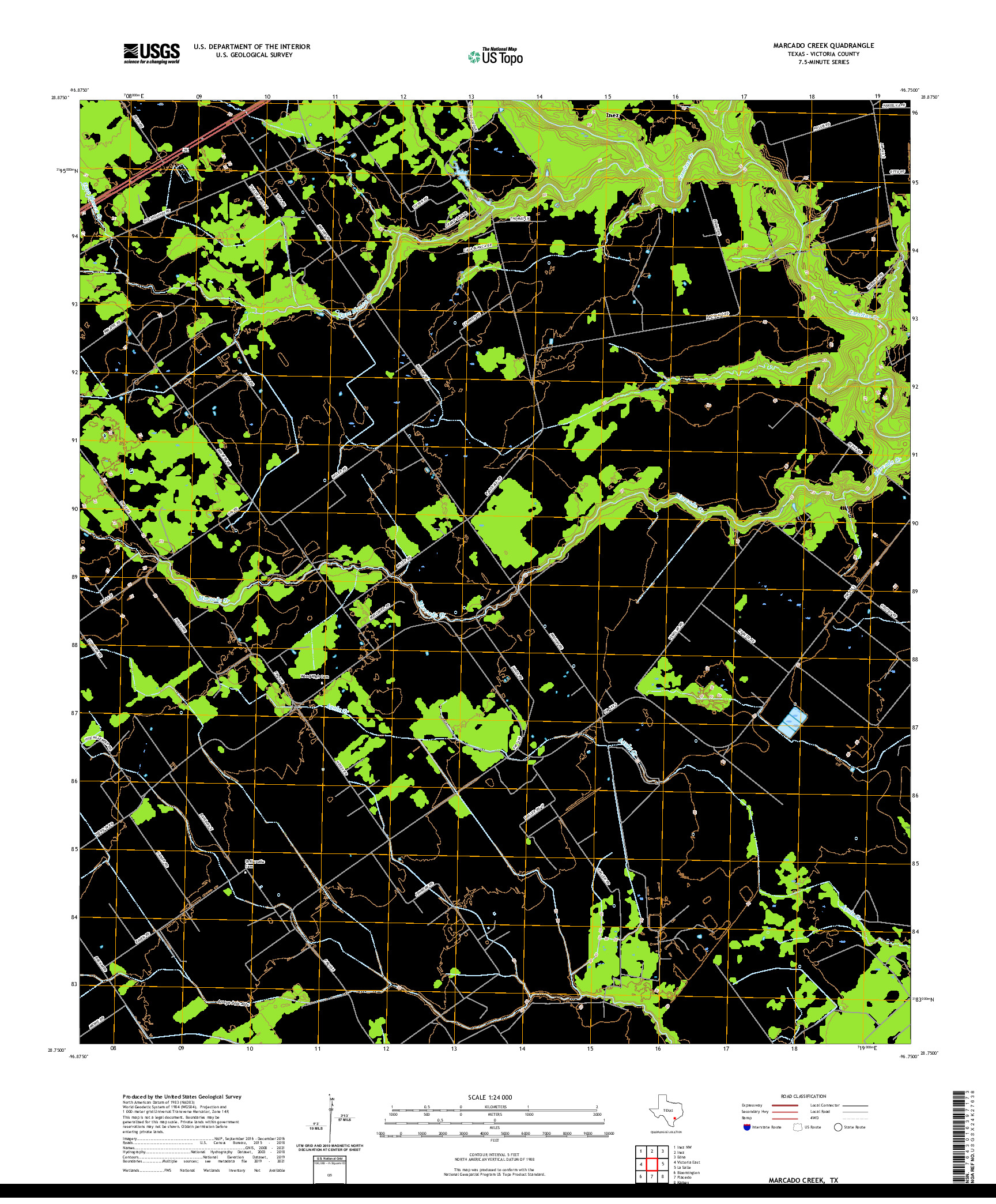 US TOPO 7.5-MINUTE MAP FOR MARCADO CREEK, TX