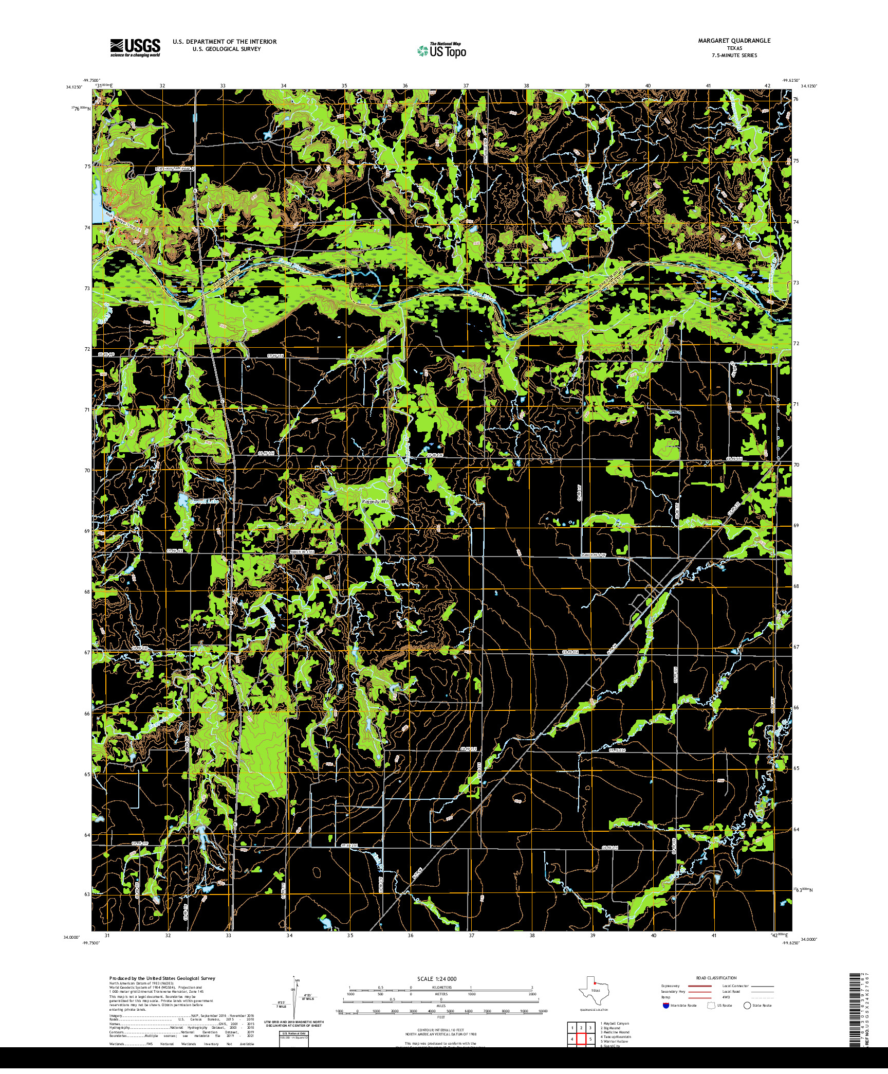 US TOPO 7.5-MINUTE MAP FOR MARGARET, TX