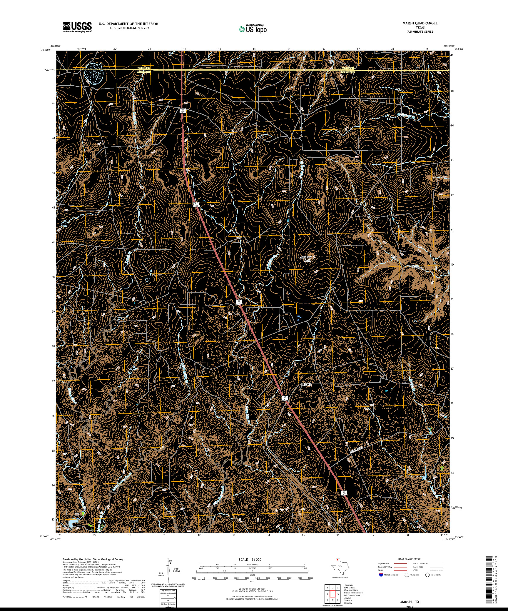 US TOPO 7.5-MINUTE MAP FOR MARSH, TX