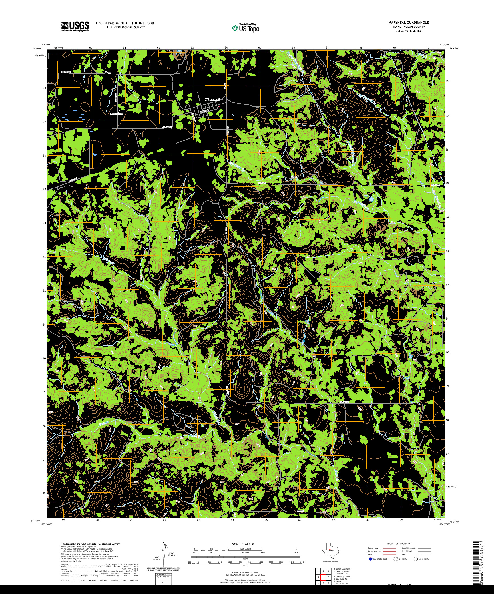 US TOPO 7.5-MINUTE MAP FOR MARYNEAL, TX