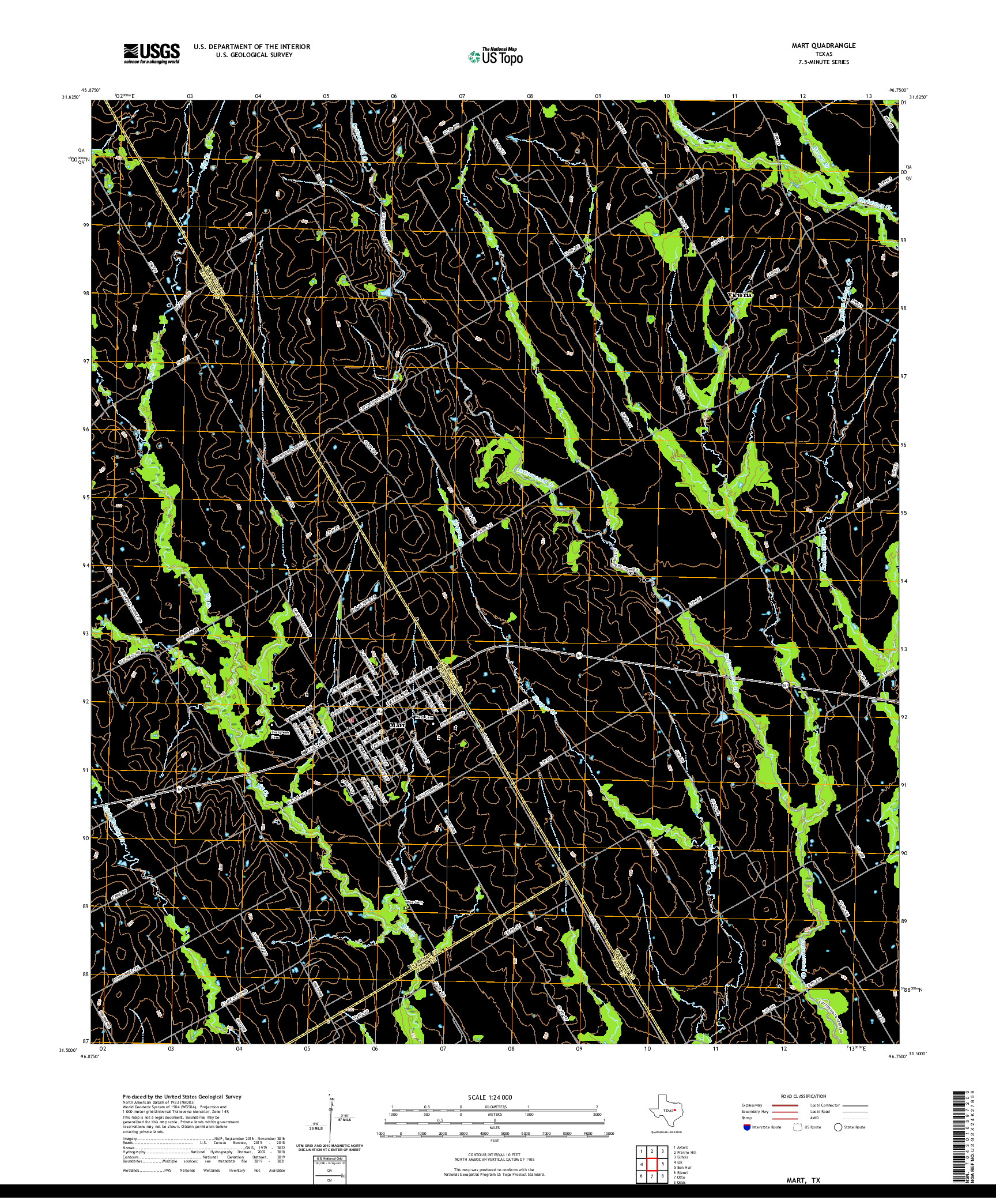 US TOPO 7.5-MINUTE MAP FOR MART, TX