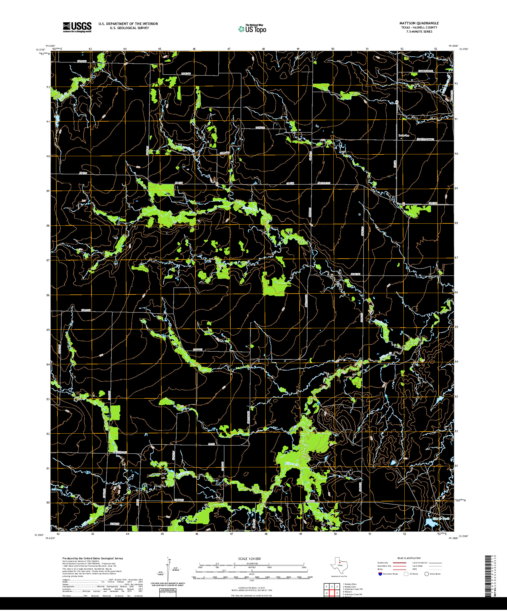 US TOPO 7.5-MINUTE MAP FOR MATTSON, TX