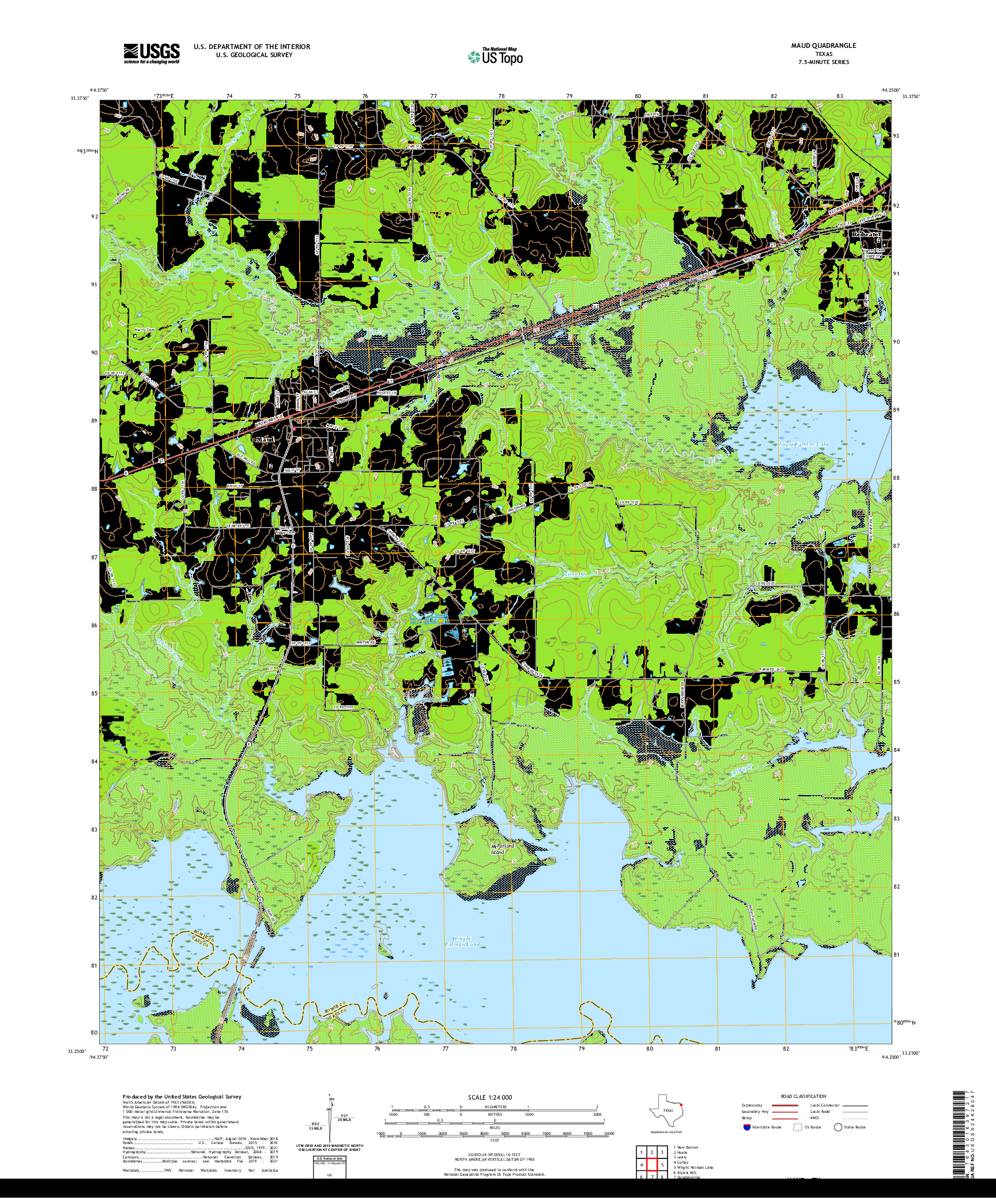 US TOPO 7.5-MINUTE MAP FOR MAUD, TX