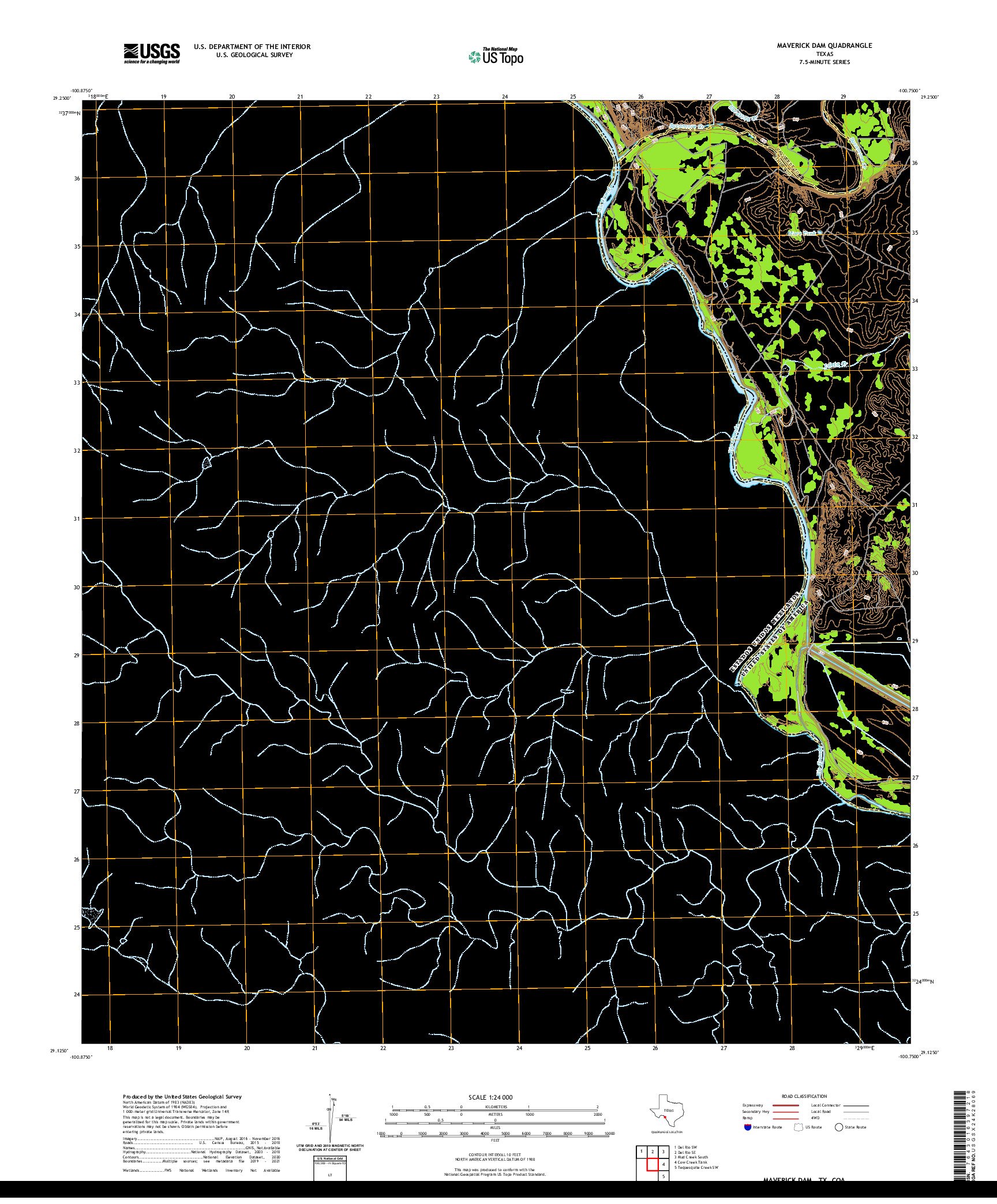 US TOPO 7.5-MINUTE MAP FOR MAVERICK DAM, TX,COA