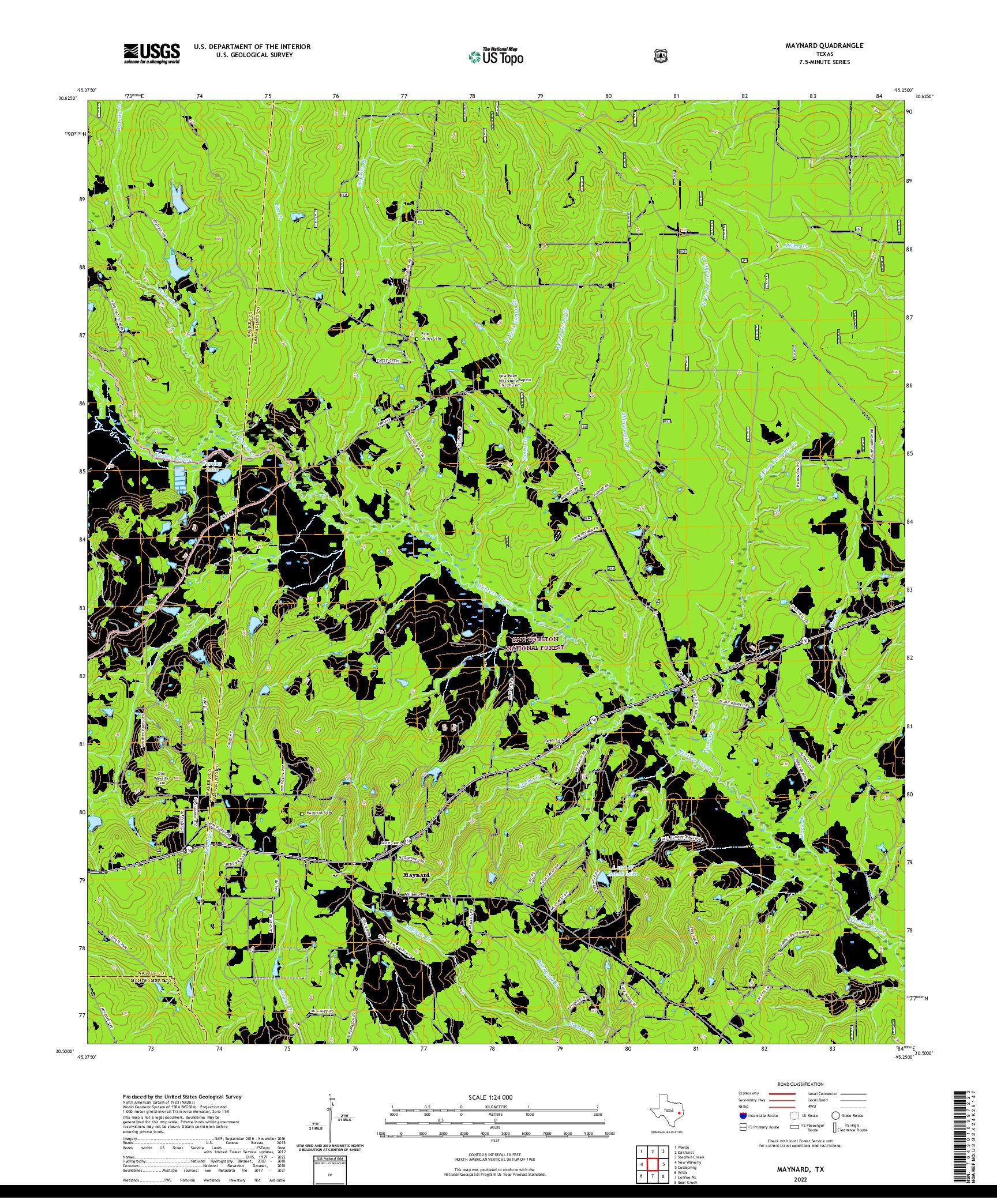 US TOPO 7.5-MINUTE MAP FOR MAYNARD, TX