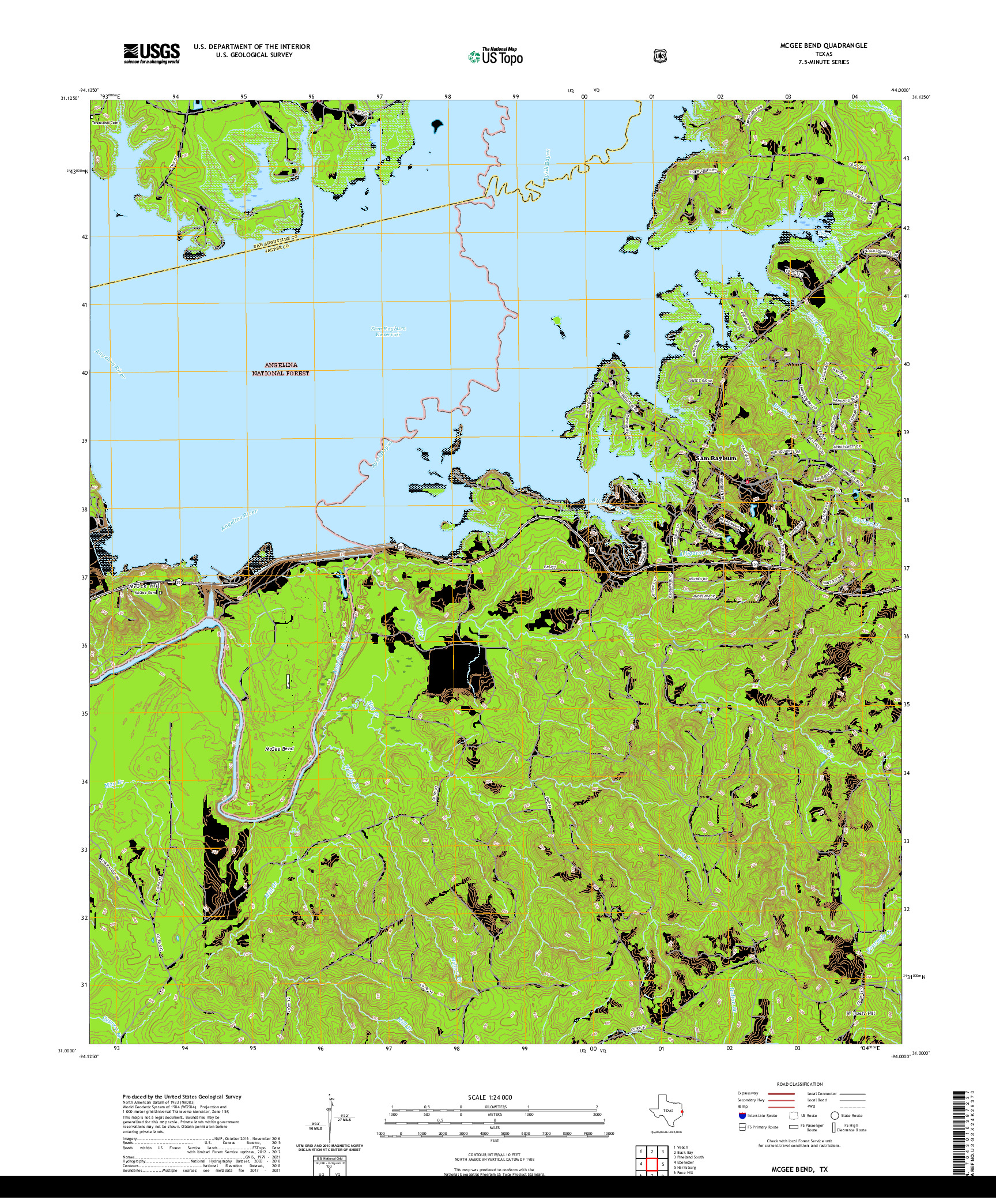 US TOPO 7.5-MINUTE MAP FOR MCGEE BEND, TX