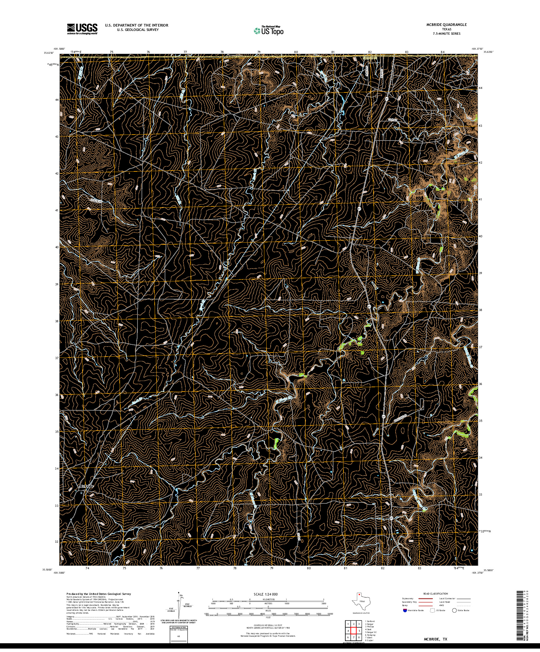 US TOPO 7.5-MINUTE MAP FOR MCBRIDE, TX
